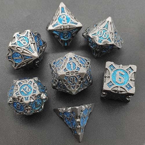 Miniatura 5 de D&D - Juego de dados DND de metal hueco, regalos de mazmorras y dragones, RPG MTG D20, accesorios de dados grandes poliédricos, Pathfinder, juego de