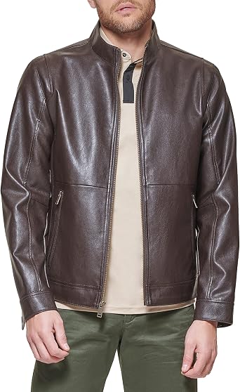 DOCKERS Mens The Dylan Faux Leather Racer Jacket