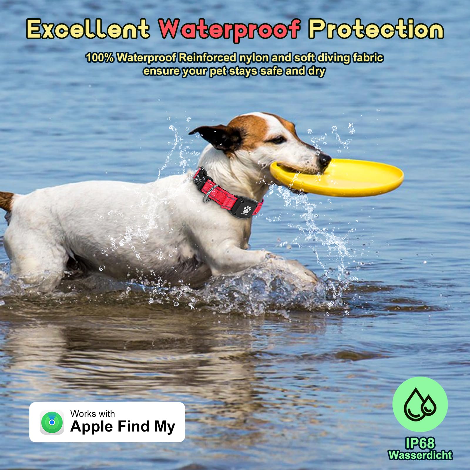 GPS Dog Collar Tracker 2-in-1,Reflective Waterproof Pet Collar,iOS-Only,No Monthly Fees,Unlimited Range,Ideal for Dog Tracking pet Tracker,for Small Dogs(S (12.6"-16.5" Width:0.78"), Red) - image 2