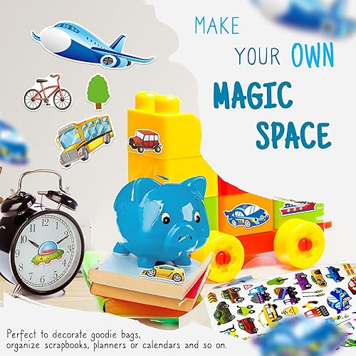 Miniatura 7 de HORIECHALY Calcomanías de transporte para niños, ayudas didácticas para la escuela y el hogar, recompensas y regalos, coloridas y seguras, 280