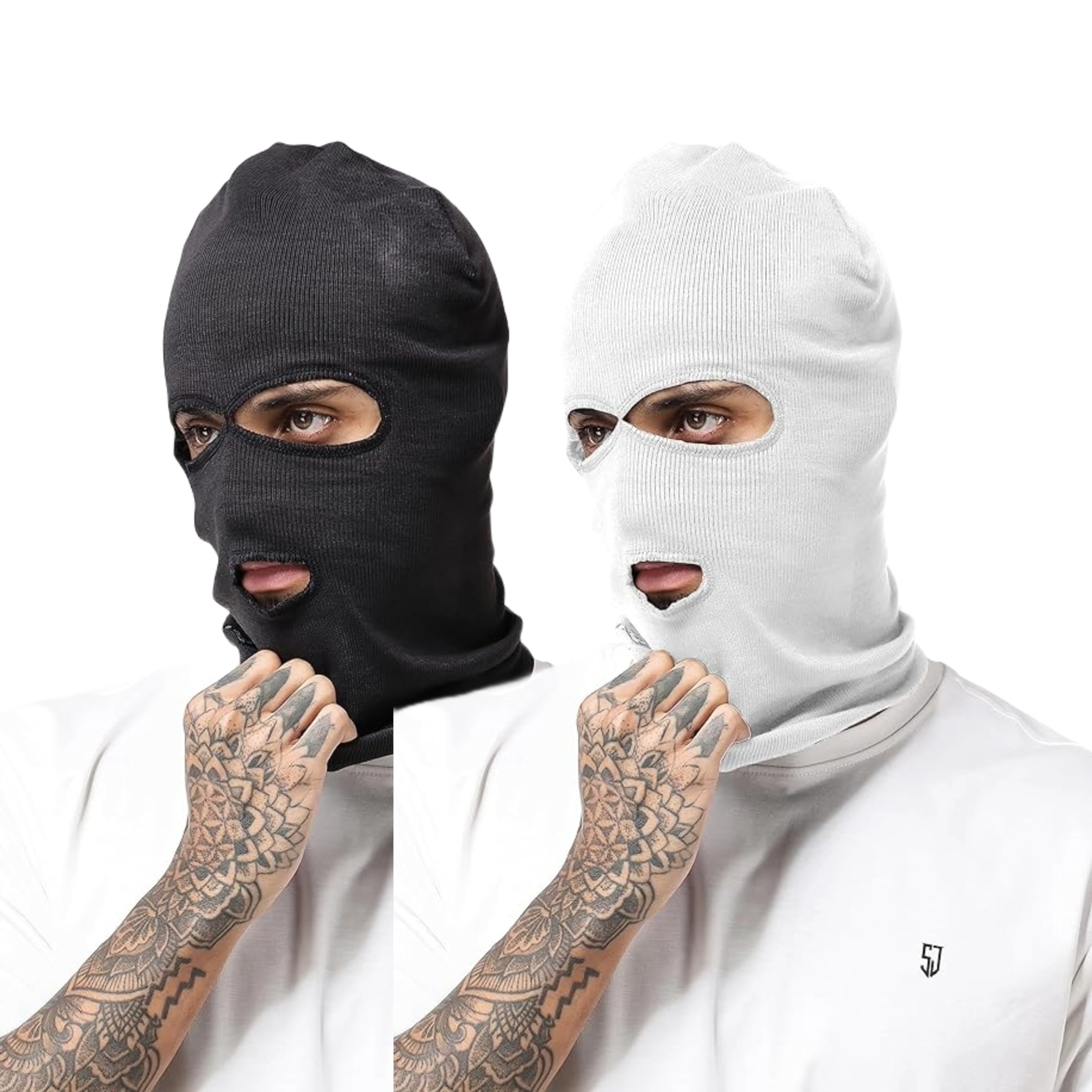 NOTWILD Men's Cotton 3 Hole Balaclava Beanie Hat for Skiing Hiking Mountaineering Full face Cover Cap Windproof Free Size Combo Pack of 2-picture-12