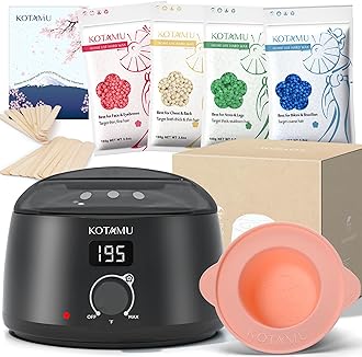 KOTAMU Wax Warmer Kit, Hair Removal Waxing Kit With 4 Hard Wax Beans Target For Bikini Brazilian Full Body Face Facial Eyebrows Legs Armpit, At Home Wax Kit For Women And Men, 100 G