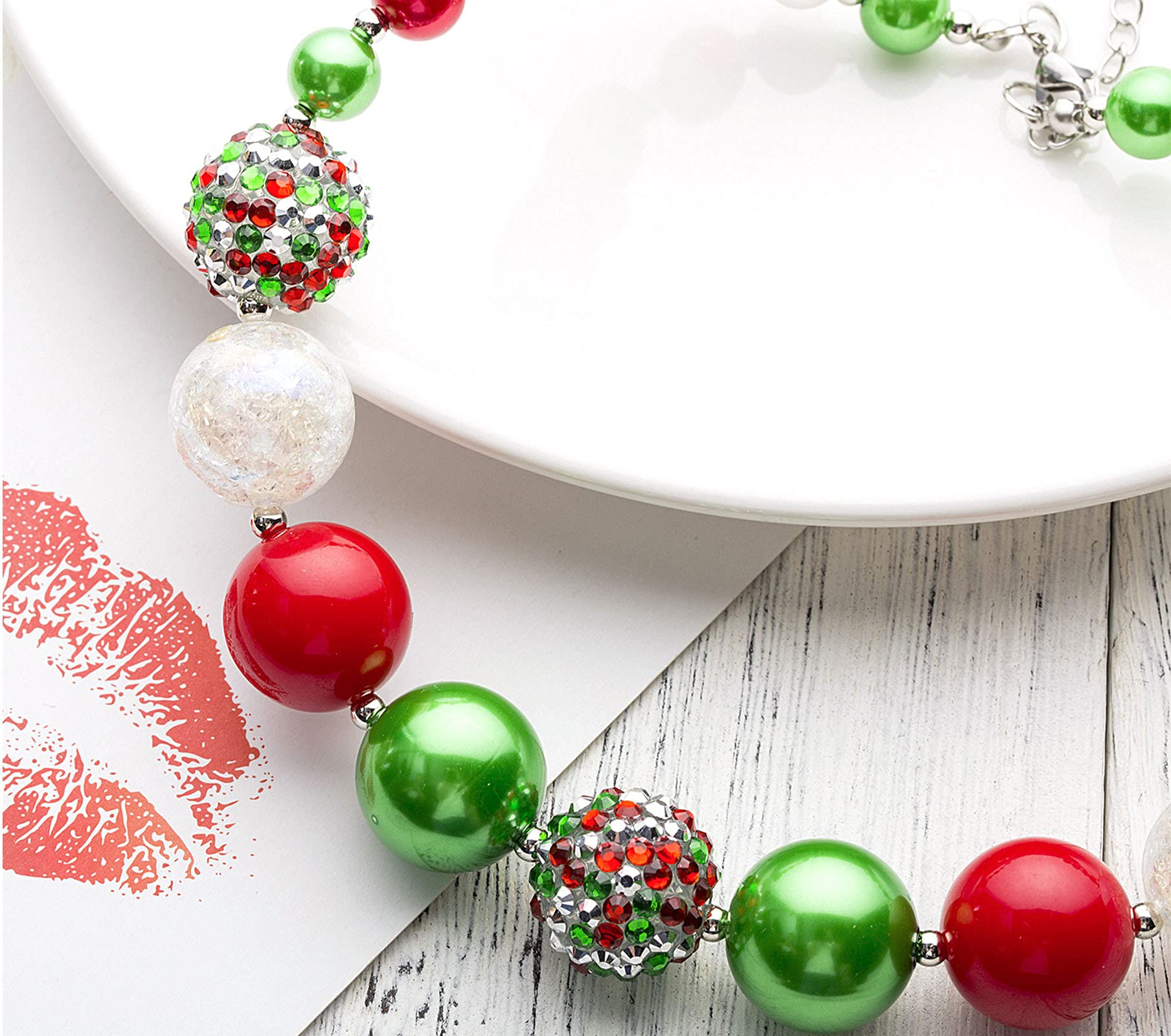 Sunrade Dress Up Jewelry for Little Girls Kids Necklaces Fashion Girls Chunky Beads Bubblegum Necklace and Bracelet Set Pink Purple Diamond Bead Set fit Age 3 Years and Up