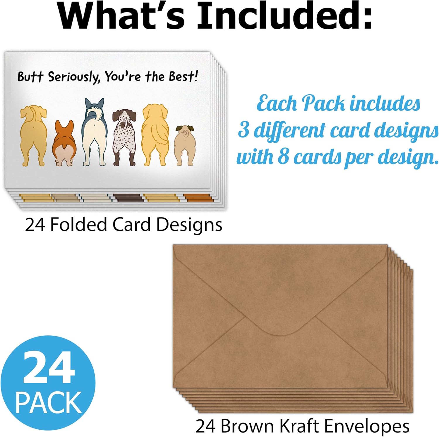 Pro Supply Global (24 Count of 4x6 Pre-Folded Dog Thank You Cards With Blank Inside To Leave a Note and Envelopes - Assortment of Greeting Cards Come In 3 Designs - Image 2