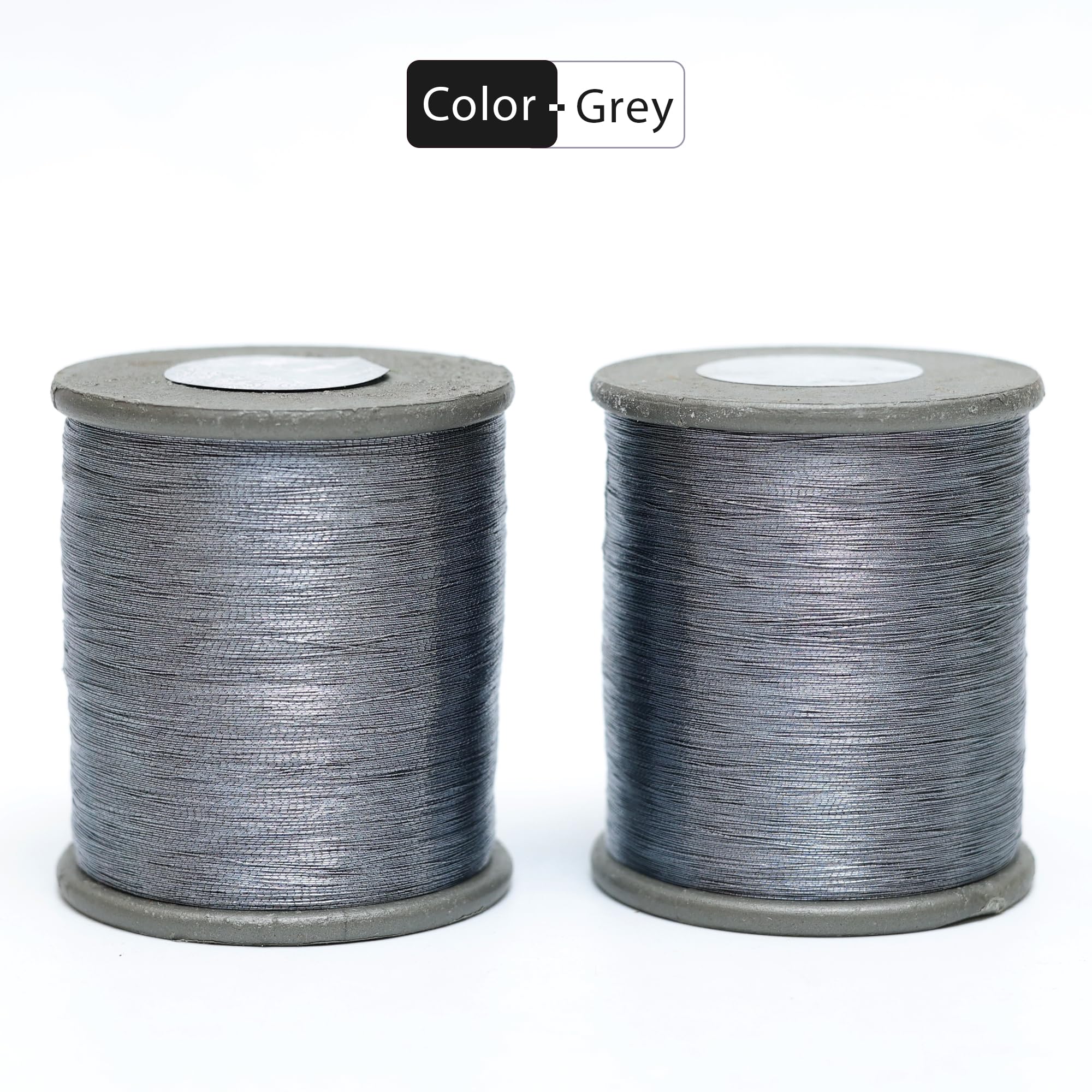 Embroiderymaterial Metallic Zari Thread for Embroidery, Sewing and Jewelry Making, Grey Color, 0.1MM(Pack of 2 Roll) 2