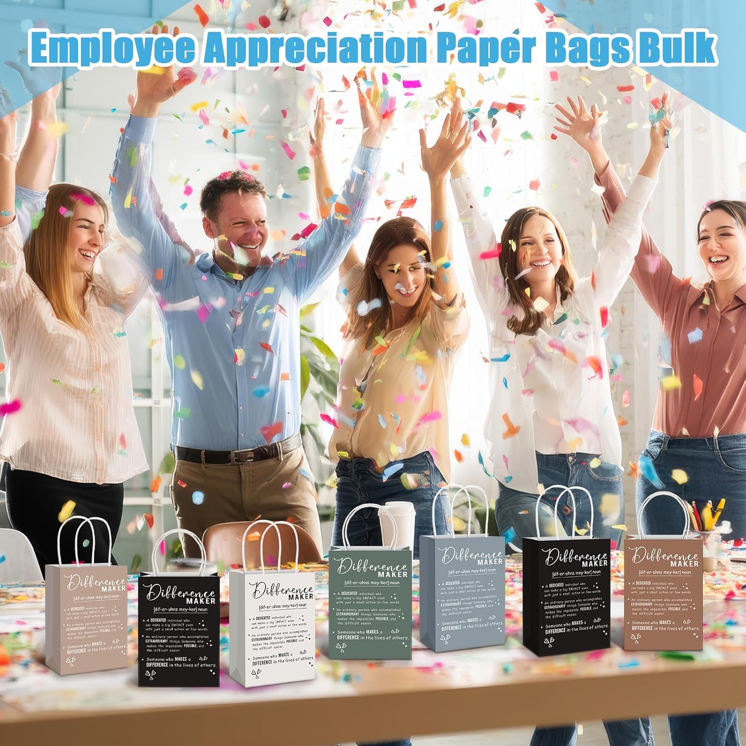 Gueevin 20 Pcs Difference Maker Thank You Gift Bag Bulk Team Employee Appreciation Bag with Handle You Make a Difference Gift Paraprofessional Appreciation Gifts for Boss Teacher Volunteer(Mix Colors) - Image 5