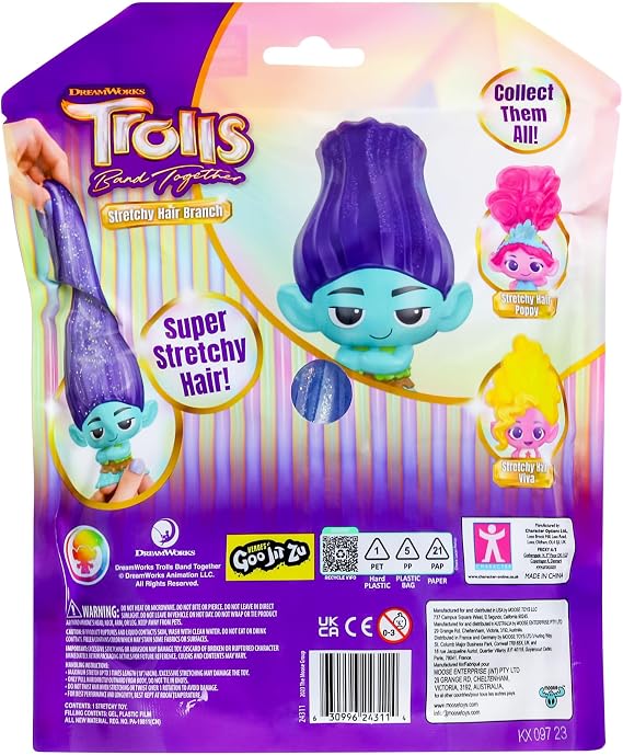DREAMWORKS TROLLS Band Together Squishy, Stretchy Glitter-Filled Hair Doll - Stretchy Hair Branch