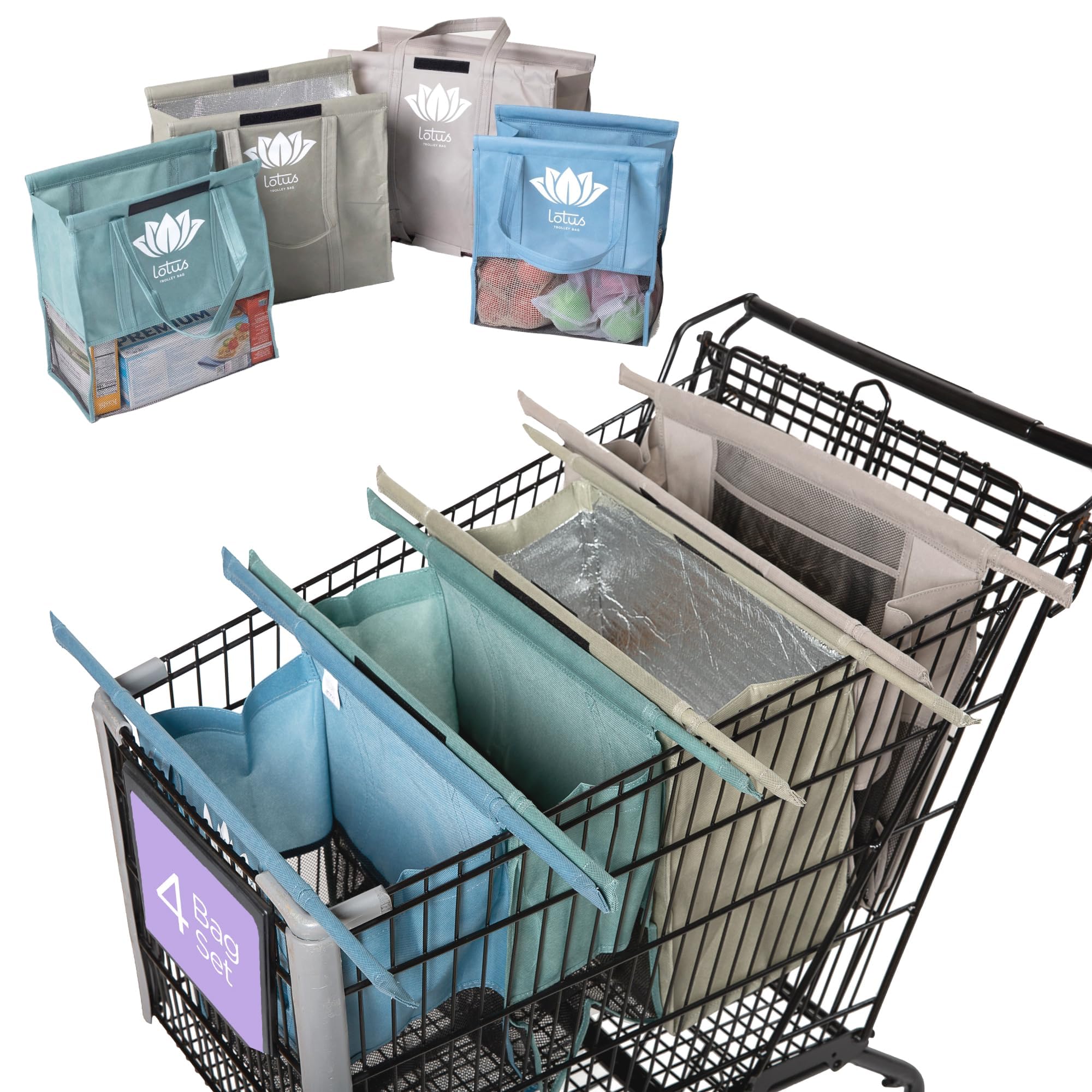 Bag Reviews Lotus 4-Piece Trolley Bag Set Reusable Grocery Cart