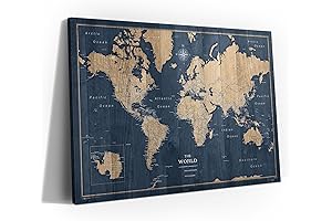 Conquest Maps World Travel Map with Pins: Pinable Cork Board to Track...