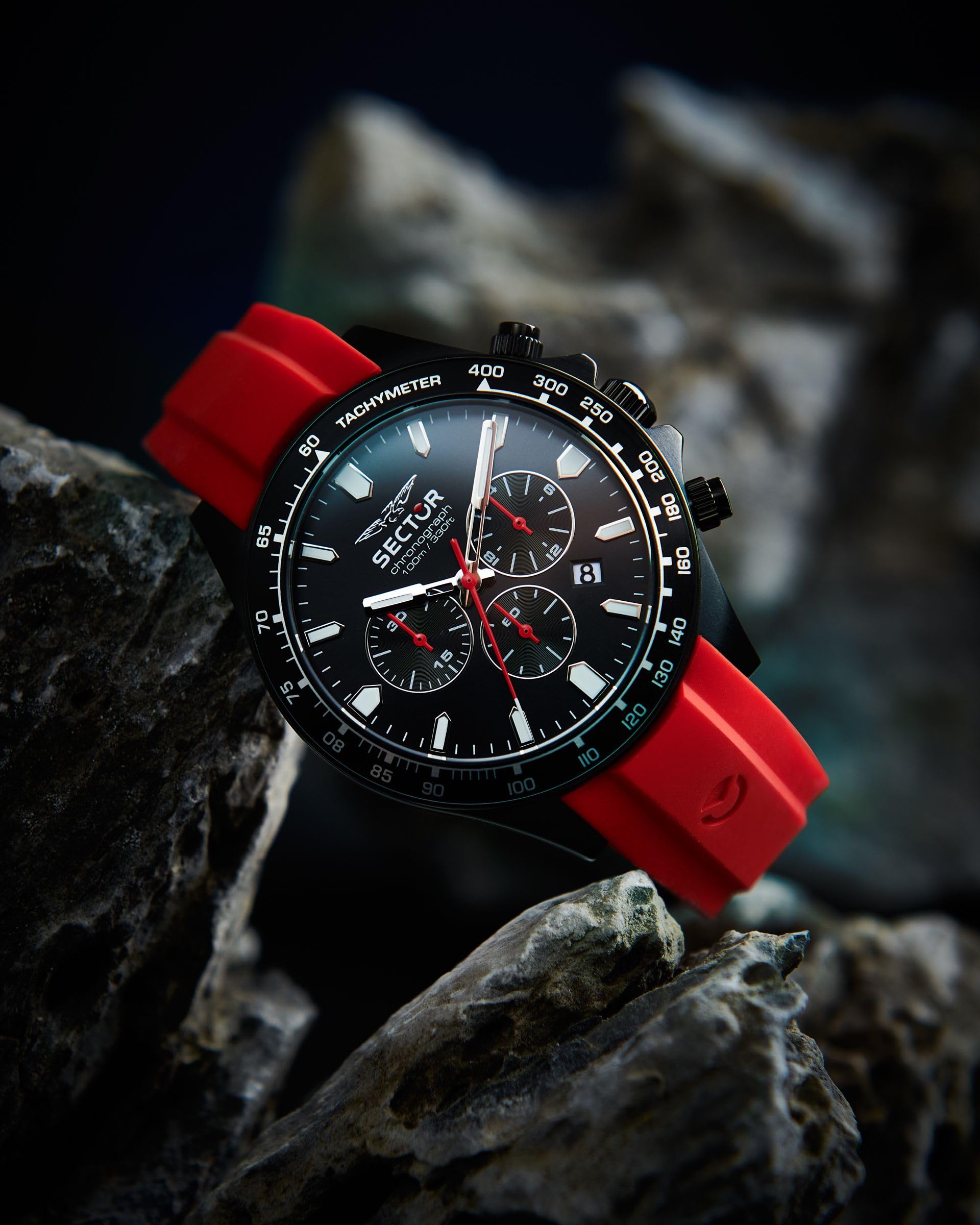 Sector No Limits Orologio Uomo, Cronografo, Analogico, 43 mm, Collezione 230, Cinturino in Silicone