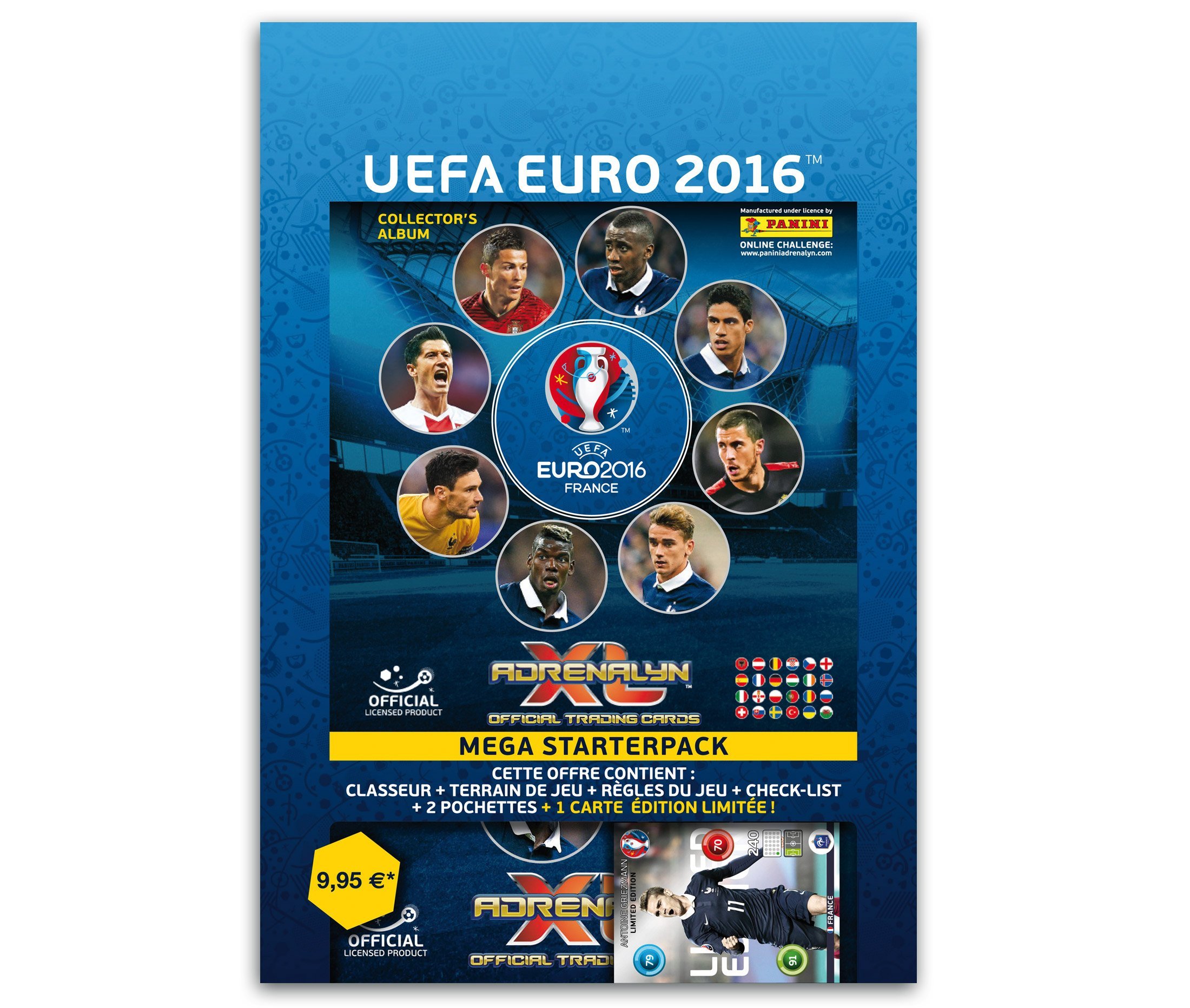 Adrenalyn XL EURO16ASP Panini Euro 2016 Binder Album Starter Pack with 18 Free Cards and Limited Edition Card