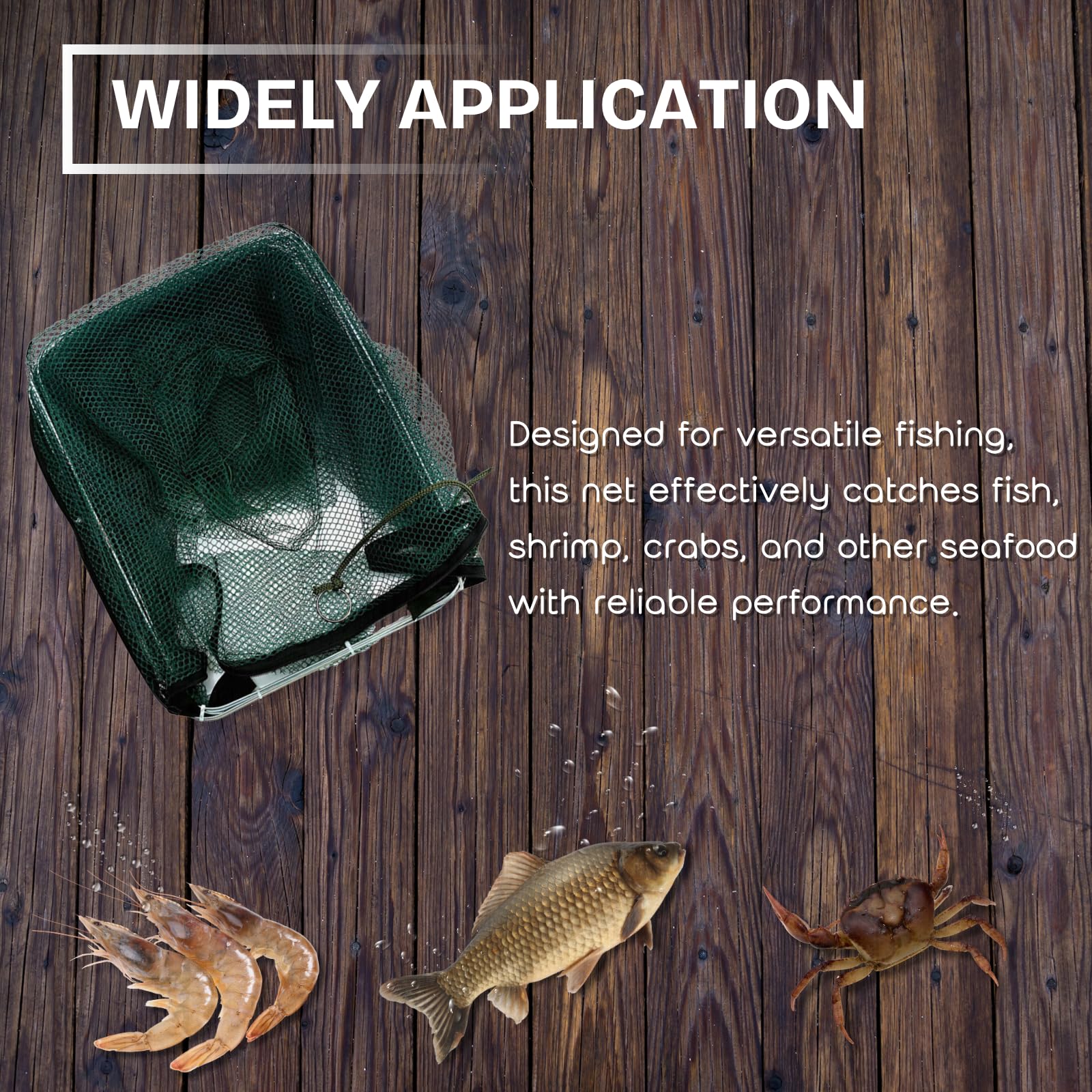 Nasse à Poisson 6 Trous – Filet de Pêche Automatique Pliable, Nasse à Écrevisses avec Fermeture Éclair, Pour Rivière Lac Étang (58x22cm, 150g)