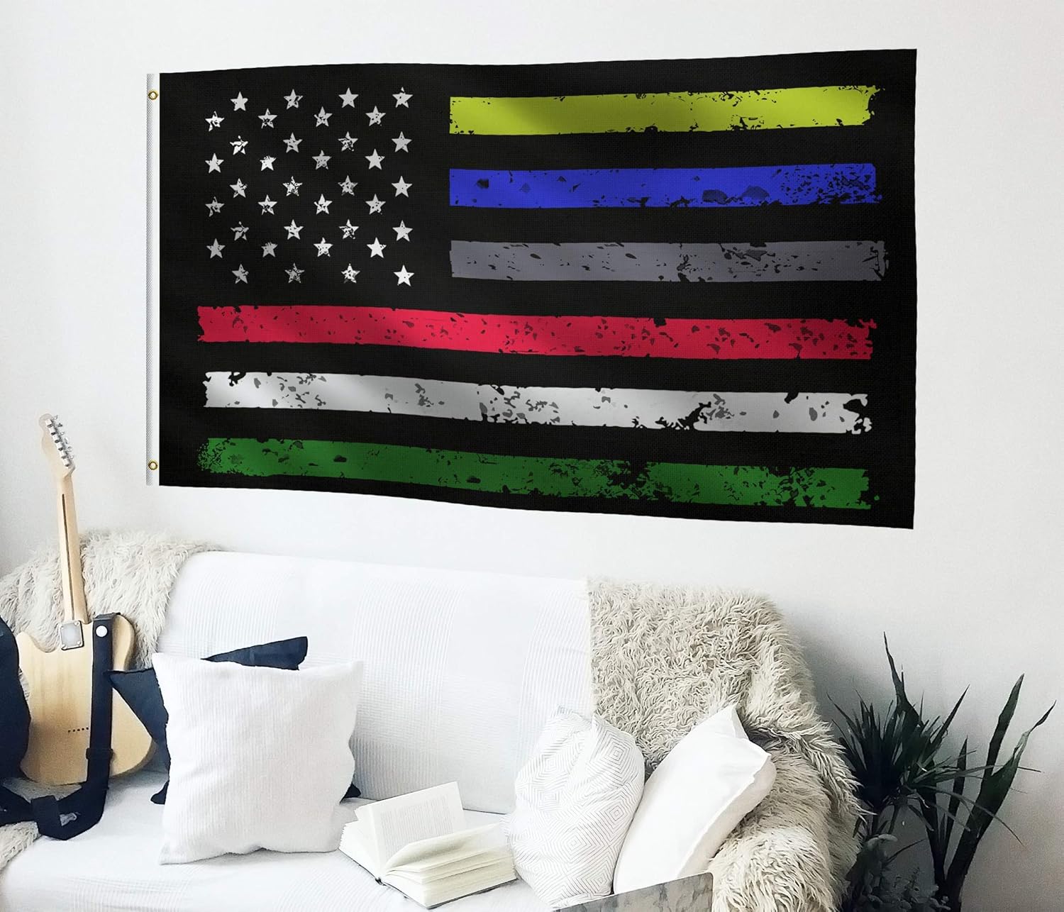 3x5 ft First Responders Thin Line American Flag: 100% Polyester Banner, Brass Grommets & Strong Canvas Header, For Use Outdoor or Indoor