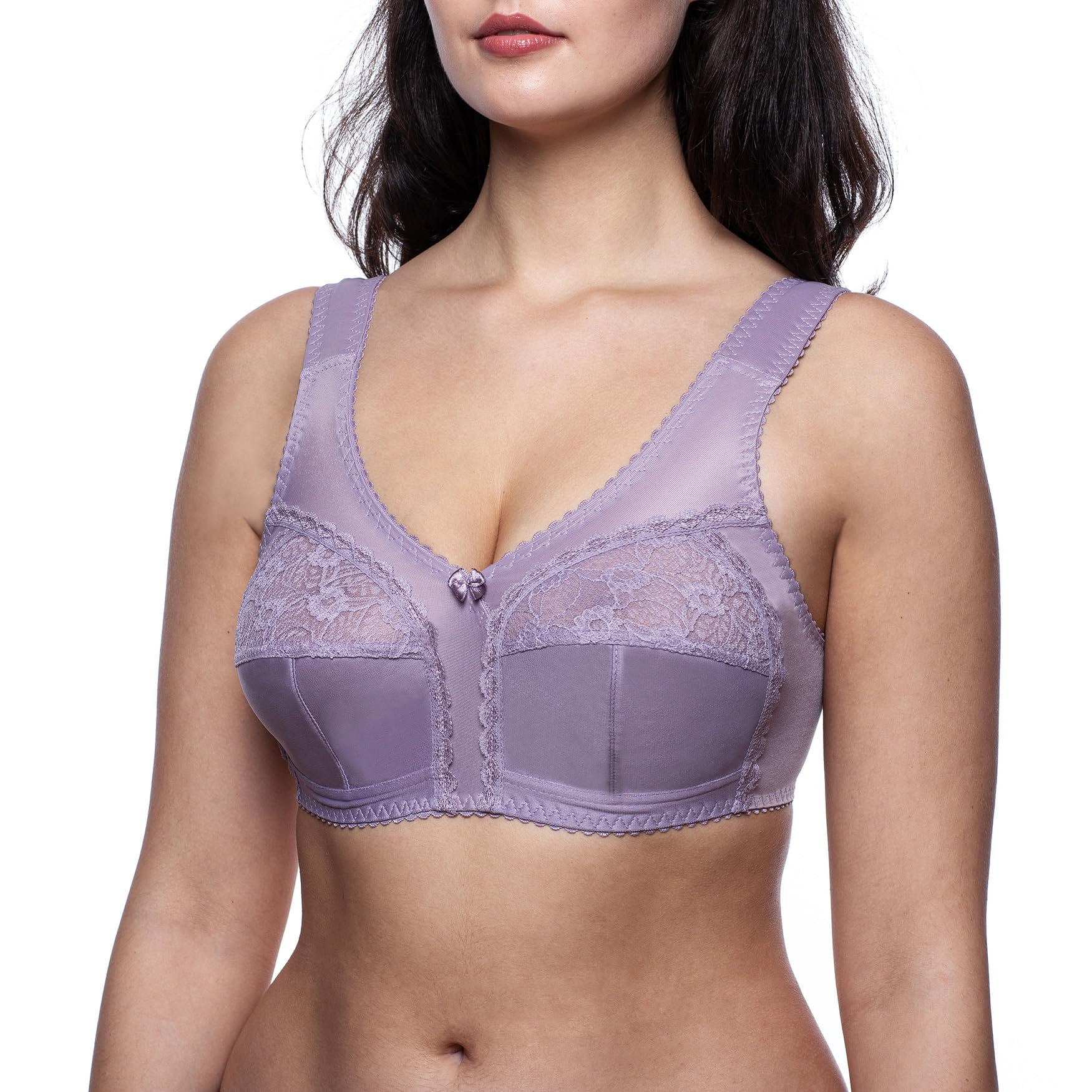 frugue Women's Non Wired Bra Wireless Minimizer Full Coverage Ladies Support Foggy UK 36 H