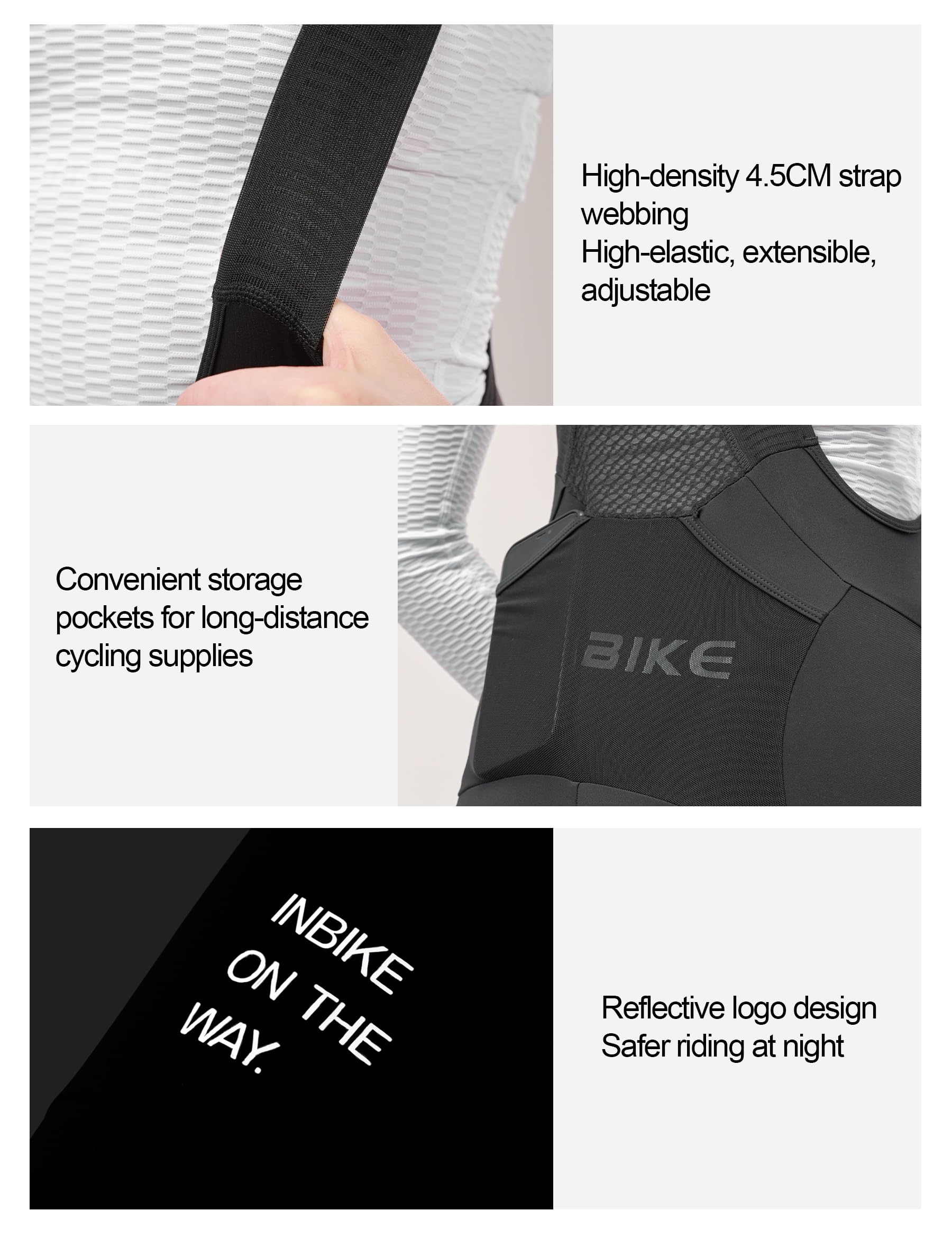 INBIKE Cuissard à Bretelles d'hiver pour Hommes 5°C-15°C Cuissard à Bretelles de Cyclisme avec Poches en Polaire Thermique Pantalon de Cyclisme Coupe-Vent en 3D Gel Réfléchissant