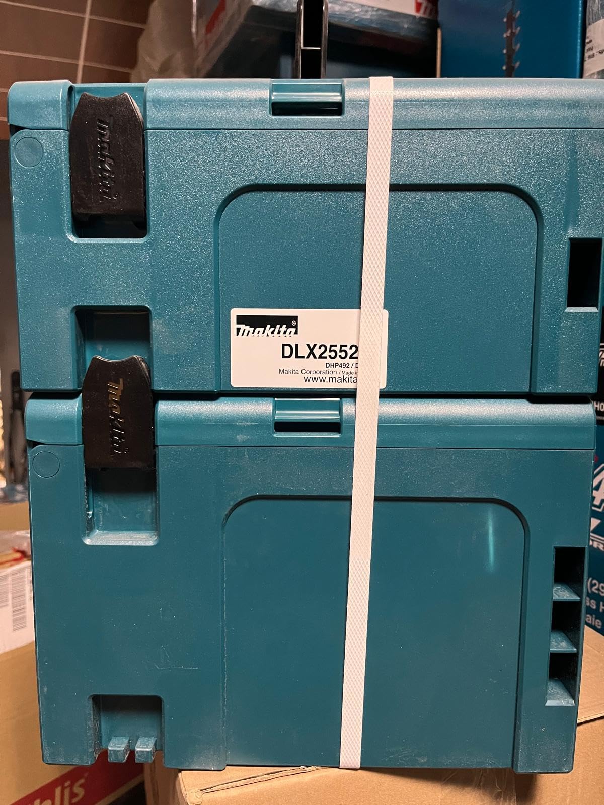 MAKITA DLX2552TJ, Kit Combo 18V con Taladro DHP492 y Amoladora DGA504, 2 Baterías 5,0Ah, Maletines Makpac