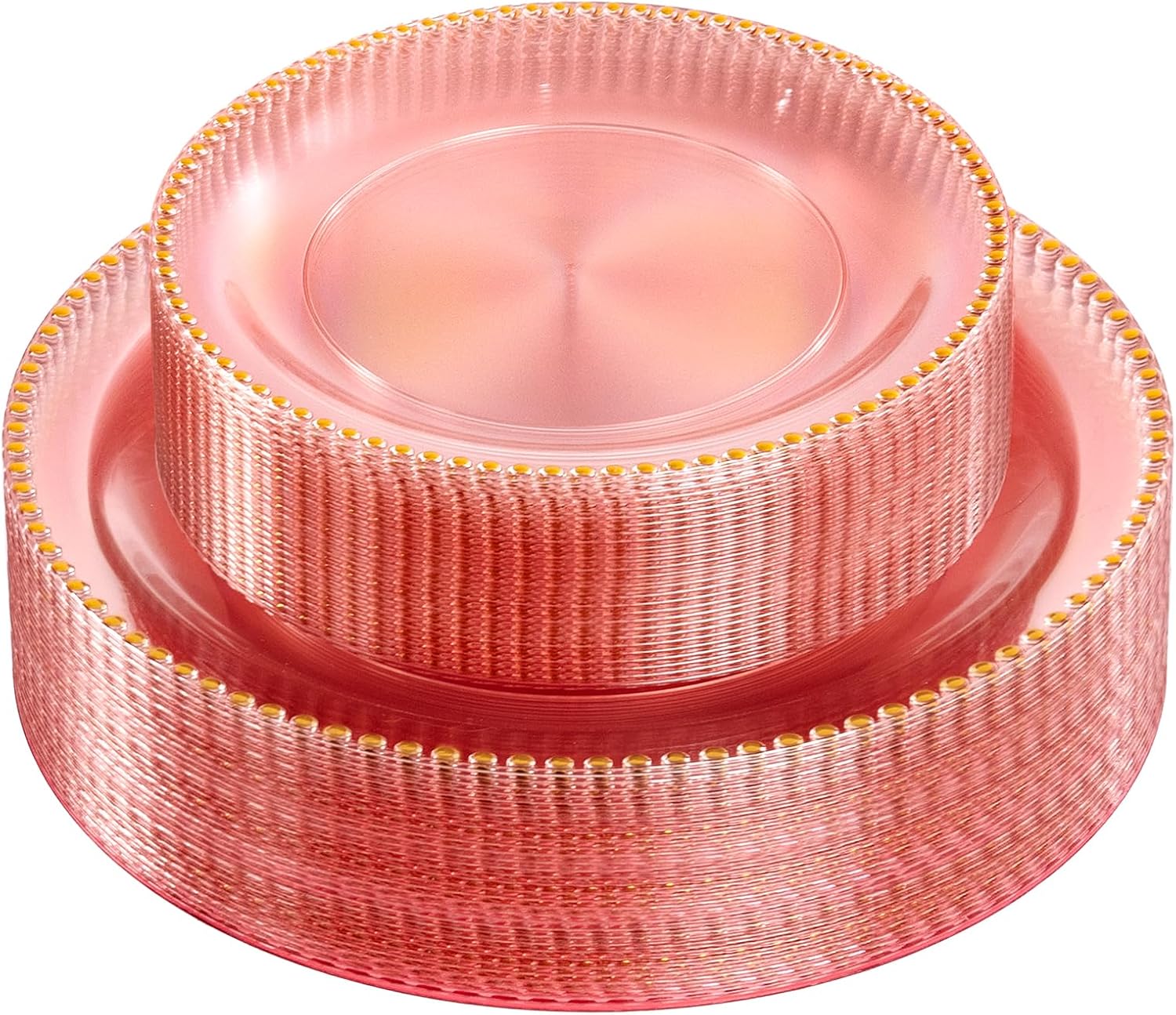 Rubtlamp 60Pcs Black Gold Plastic Plates, Black Disposable Plates With Gold Beaded, Heavyduty Plastic Plates, Halloween Plates Include 30 Dessert Platos, 30 Dinner Platos for Party