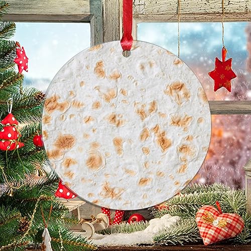 WoGuangis Tortilla mexicana novedosa ornamento de Navidad de acrílico, adorno de Navidad para decoración de árbol de Navidad, tortilla de burrito,