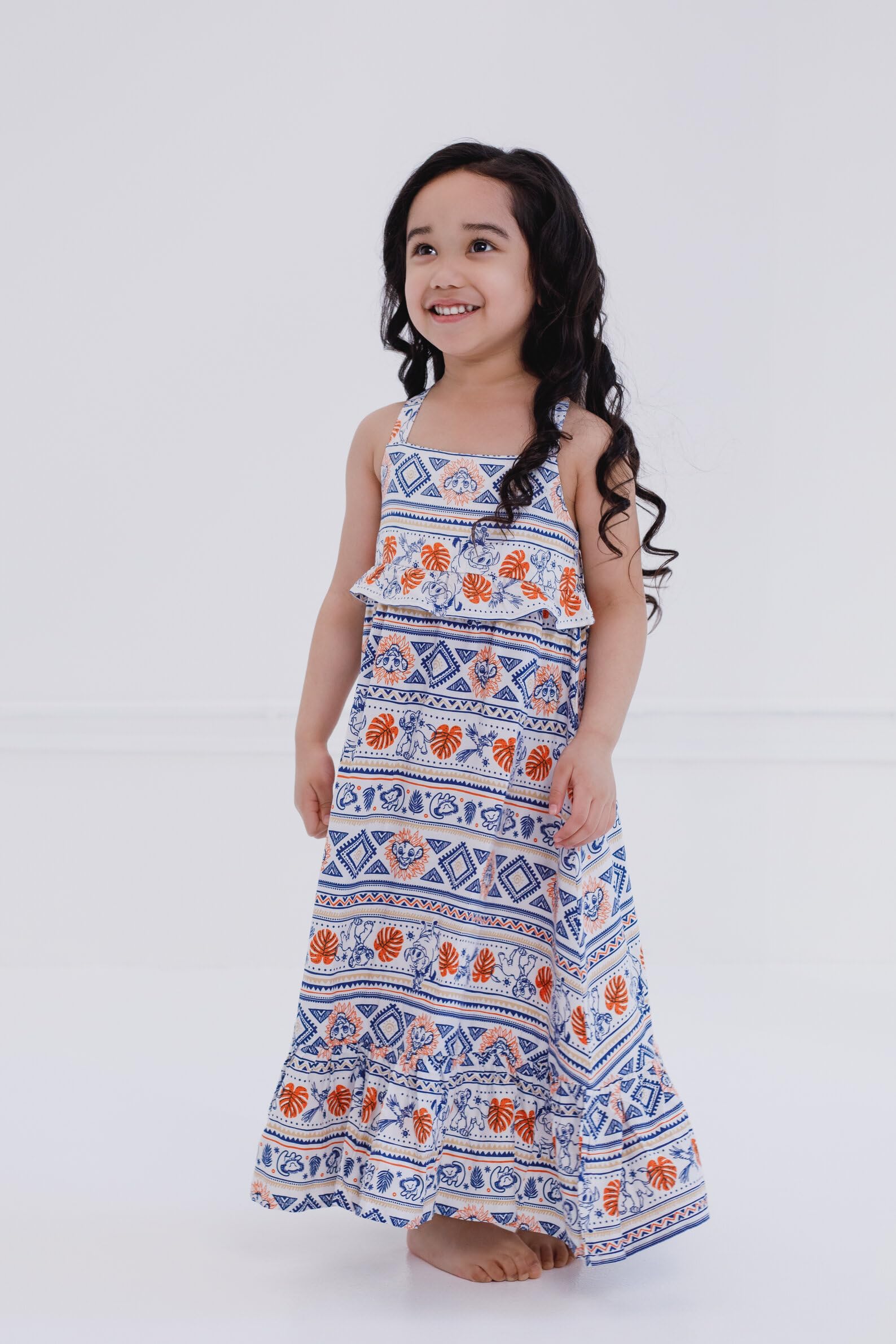 Disney Tutina coordinata con stampa geografica Re Leone Mommy & Me, maxi vestito e pantaloni, per neonati e adulti