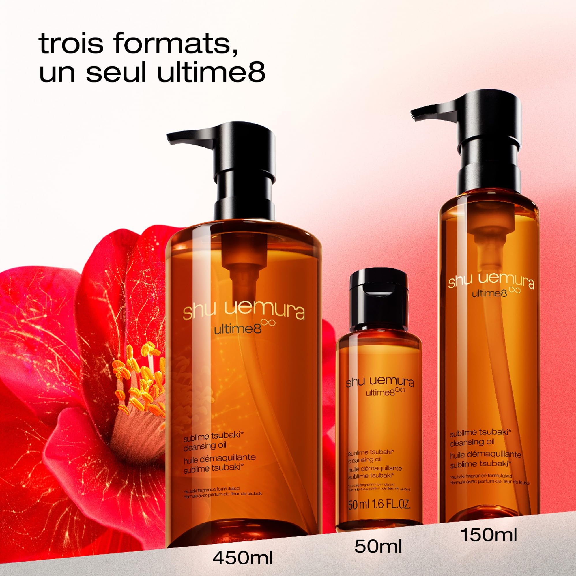 Shu Uemura Ultime8 Huile Démaquillante Visage, Sublime Tsubaki, Nettoyant Moussant Visage, Enrichie en de Camélia Japonais, Hydrate et Rafraîchit, Tous les Types de Peau
