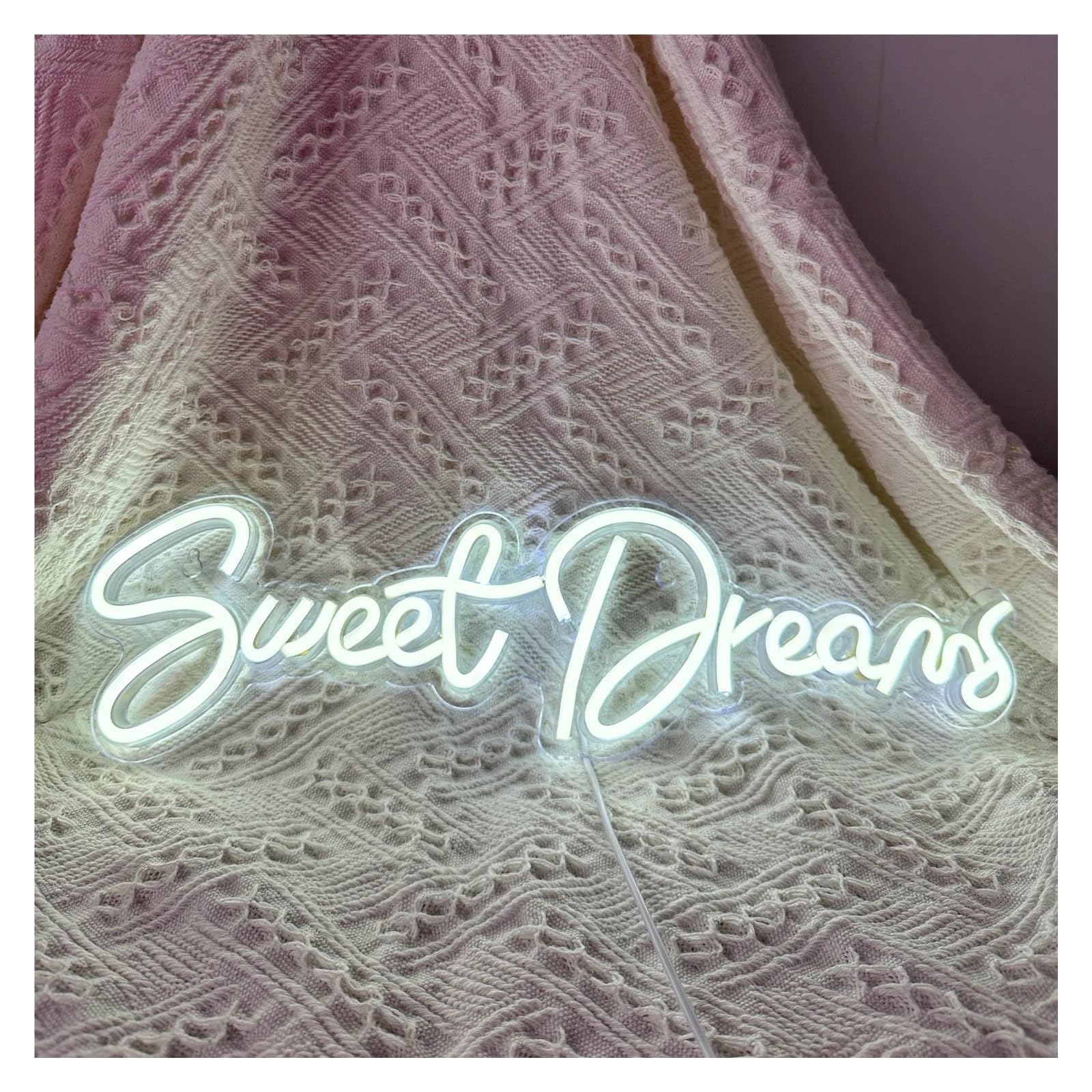 Gamer Glas Neon Licht ， Neonschild „Sweet Dreams“ for Wanddekoration, LED-Lichtbuchstabe, Schlafzimmer, Zimmer, Hochzeitsfeier, Bar, Club, Hochzeit, beleuchtete Lampe, 45 cm x 15 cm