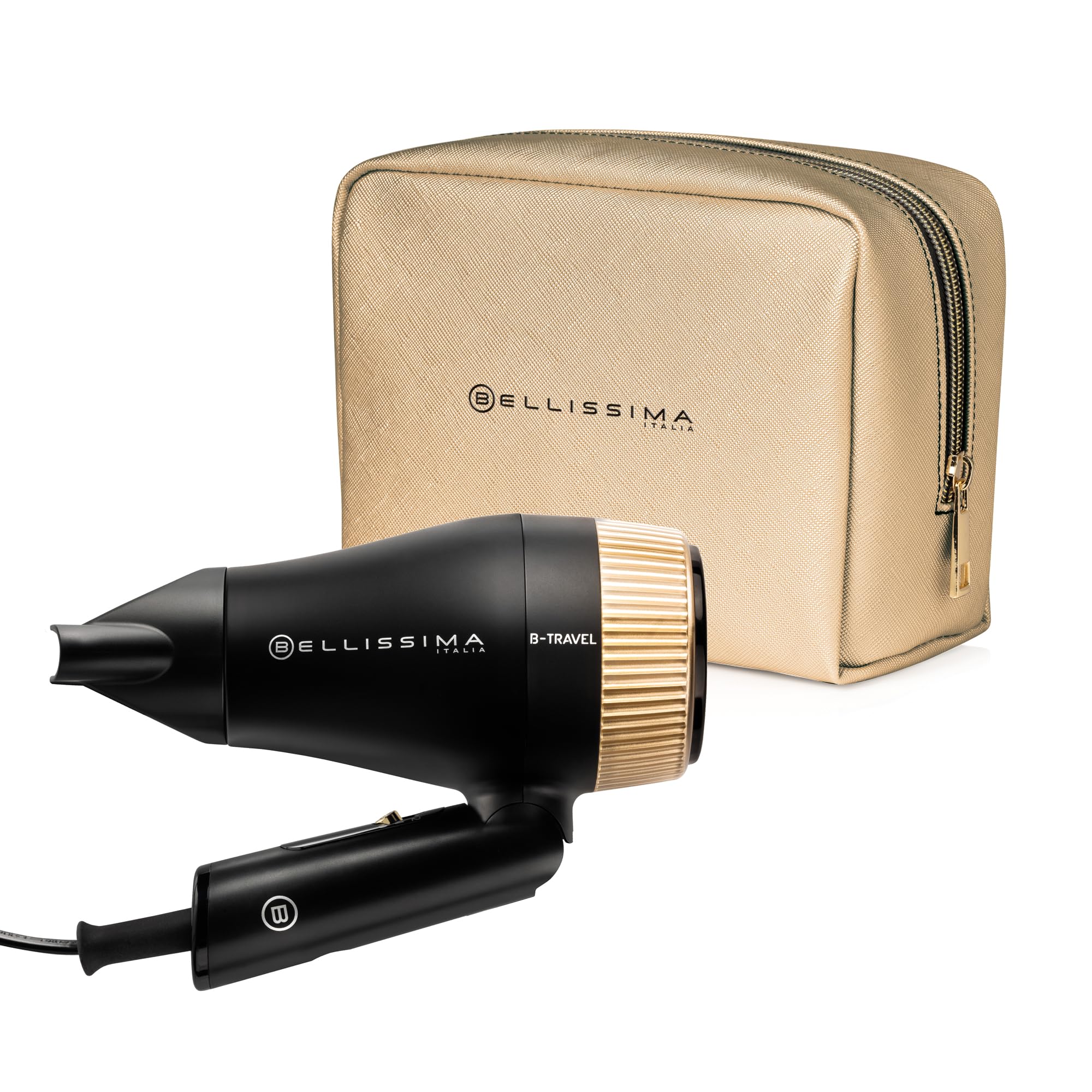 Bellissima Italia B-Travel Hair Dryer - Black & Gold, Black,Gold