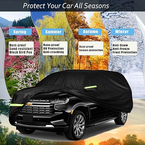 Miniatura 5 de Funda para automóvil compatible con Chevy SuburbanGMC Yukon XLCadillac Escalade ESV 2007-2023, 6 capas 210T resistente al viento impermeable para