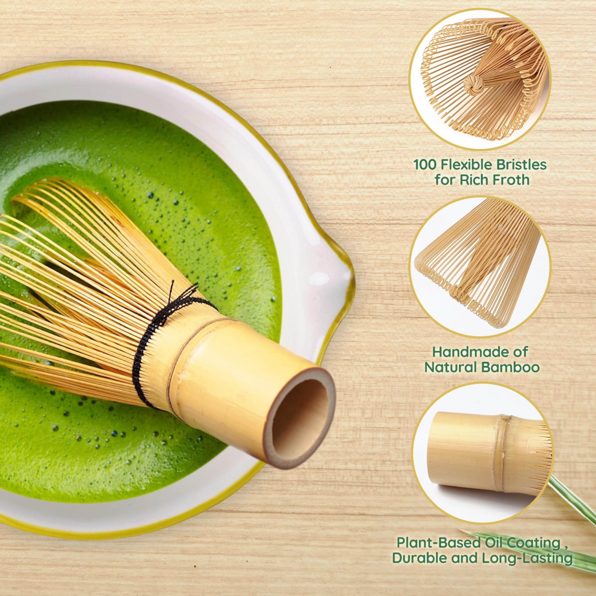 Gifts for Mom, Hand-Painted Floral Matcha Ceremony Set, 6-Piece Japanese Tea Ritual Kit with Ceramic Bowl & Bamboo Whisk – Mindful Matcha Gift Set