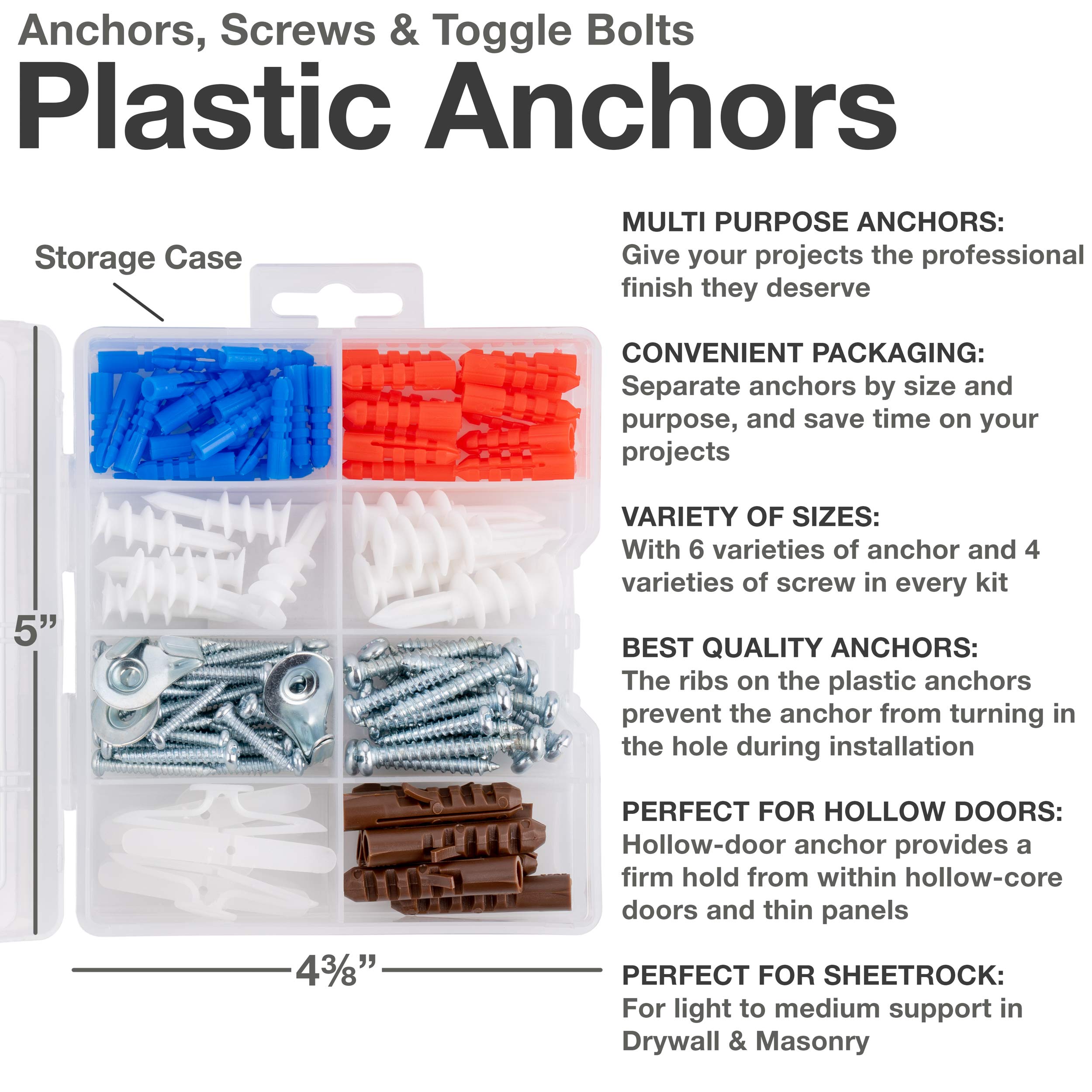Qualihome Drywall and HollowWall Anchor Assortment Kit, Anchors