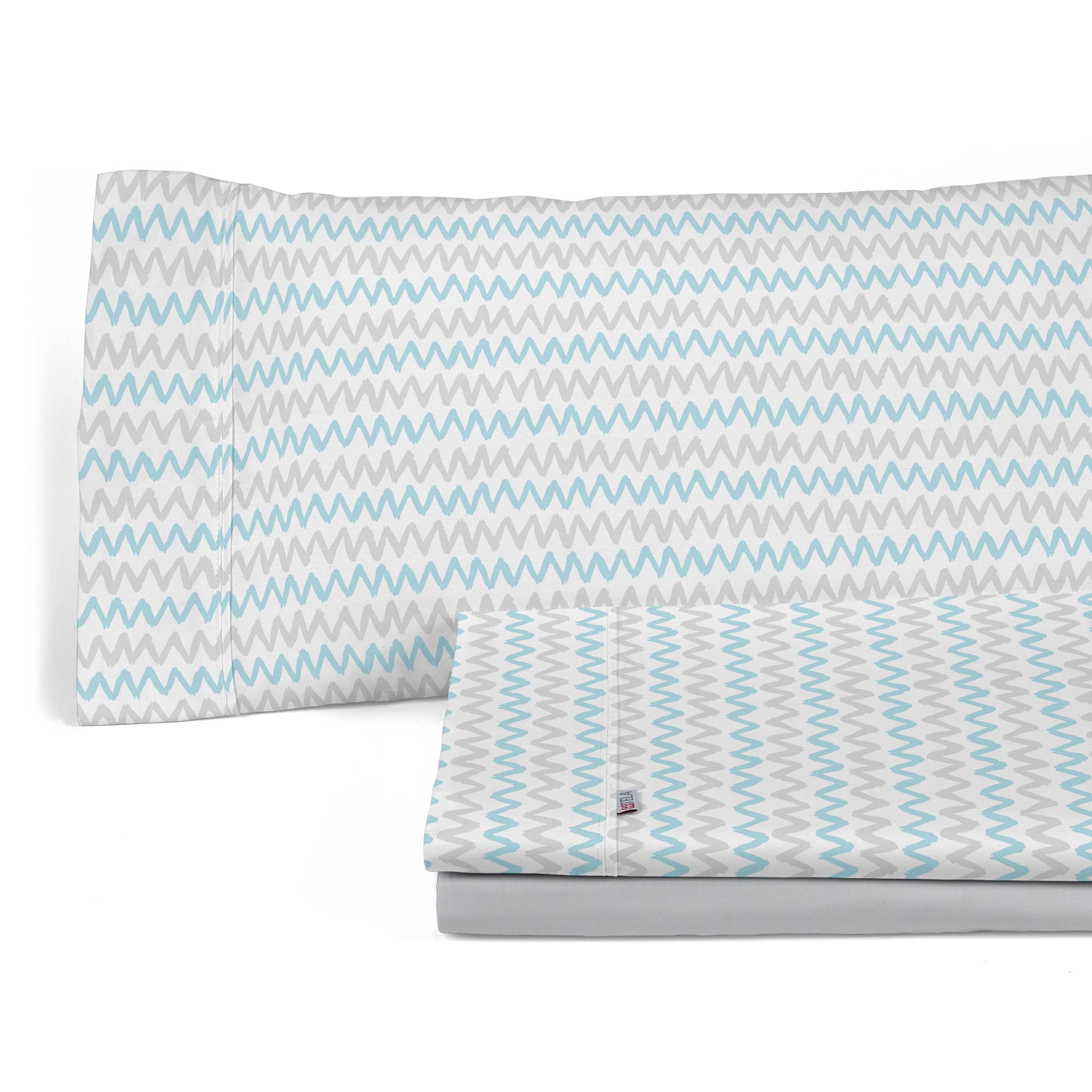 Juego de sábanas Cloe color azul. Cama de 180 cm. 4 piezas