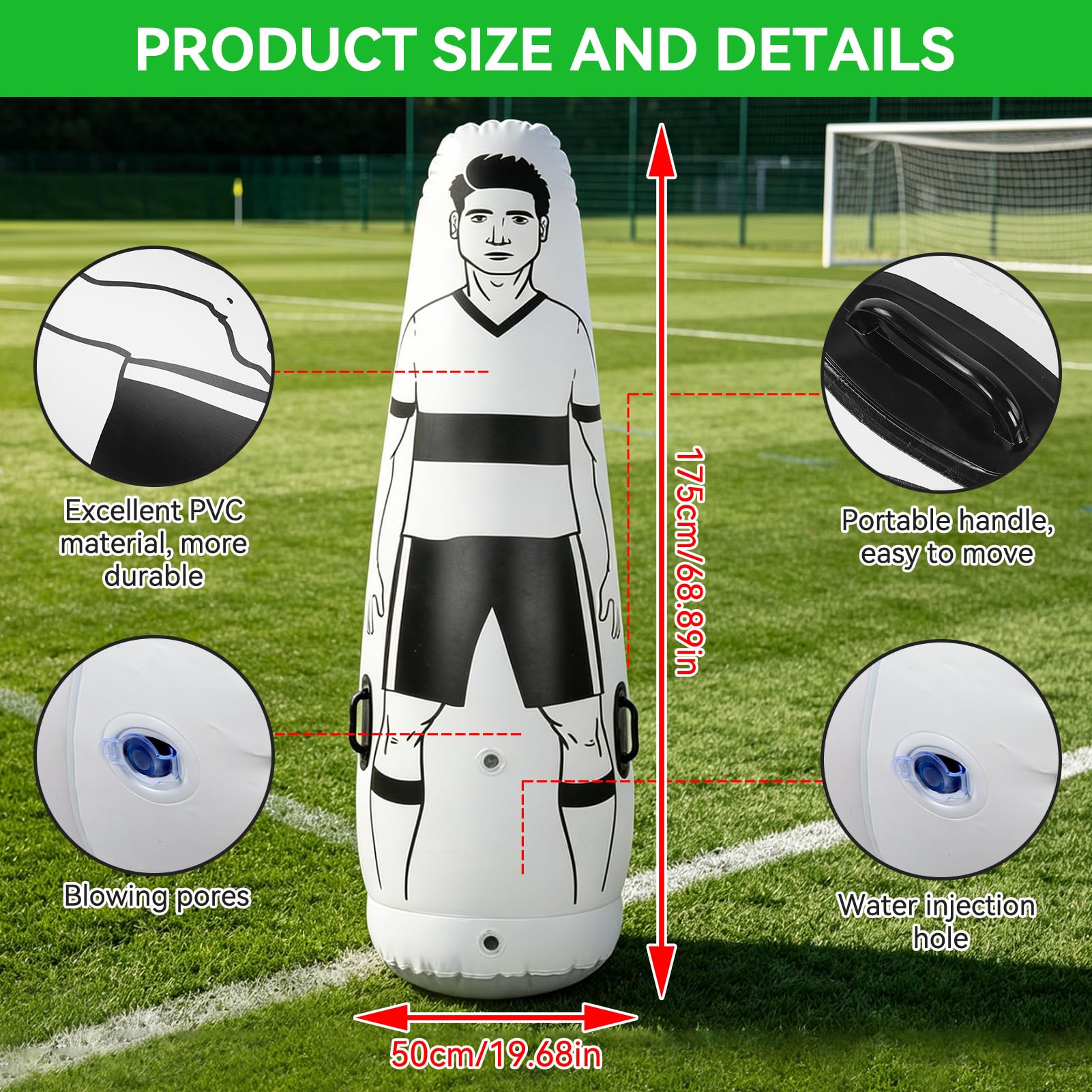 Mannequin de Football Gonflable, entraînement de Football Portable, défenseur Mural, gobelet d'entraînement de Football pour Enfants et Adultes