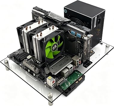 Open Air Acrylic PC Test Bench Case, Transparent Open Frame Computer Chassis for MATX/ITX Motherboards, Superior Cooling Design, Easy Assembly, DIY Gaming PC Test Platform