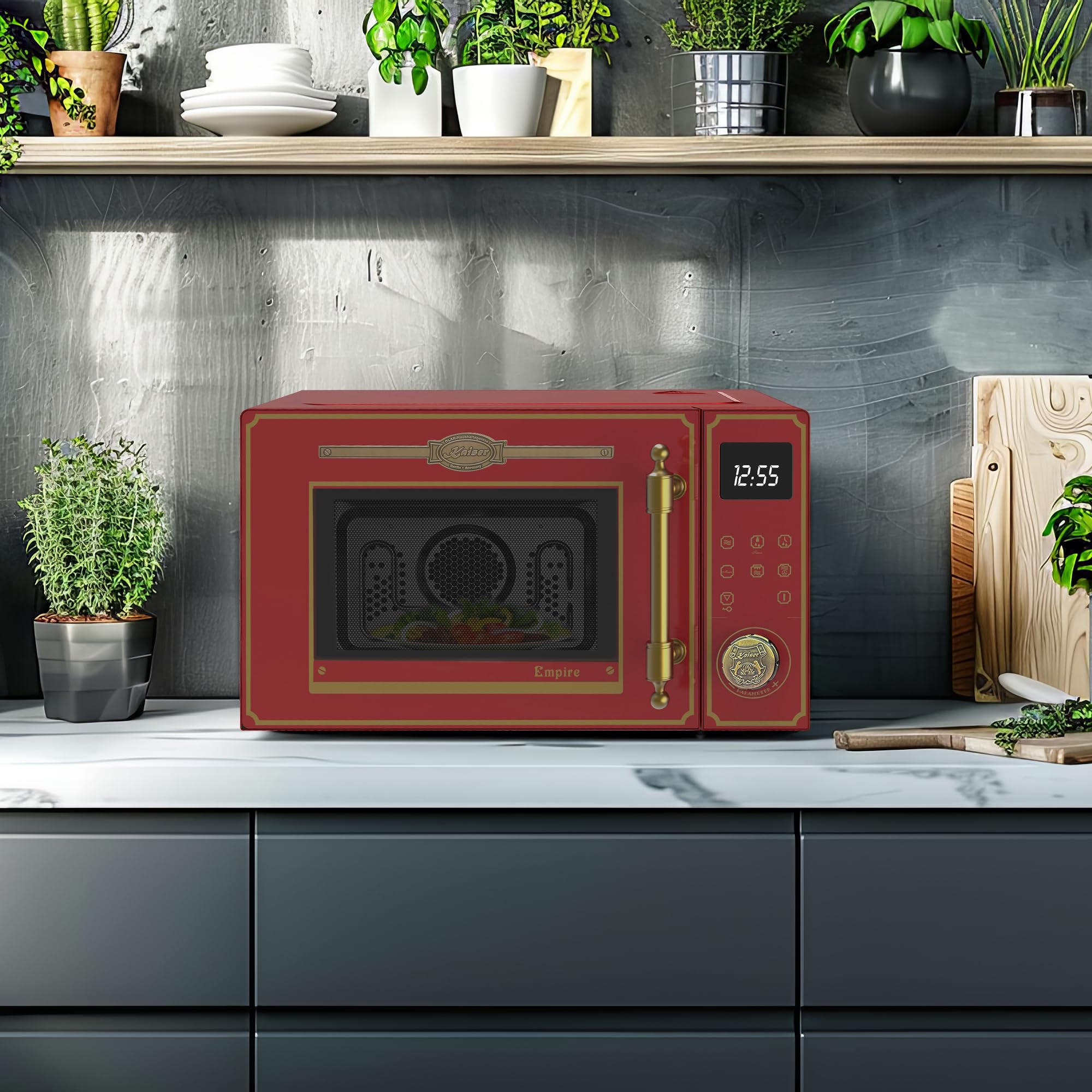 Kaiser Empire M 2530 RotEm Four à micro-ondes rétro 25 l avec grill à air chaud 25 fonctions