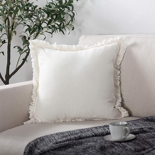 ATLINIA Linen Pillow Cover with Tassels 20 x 20 Off