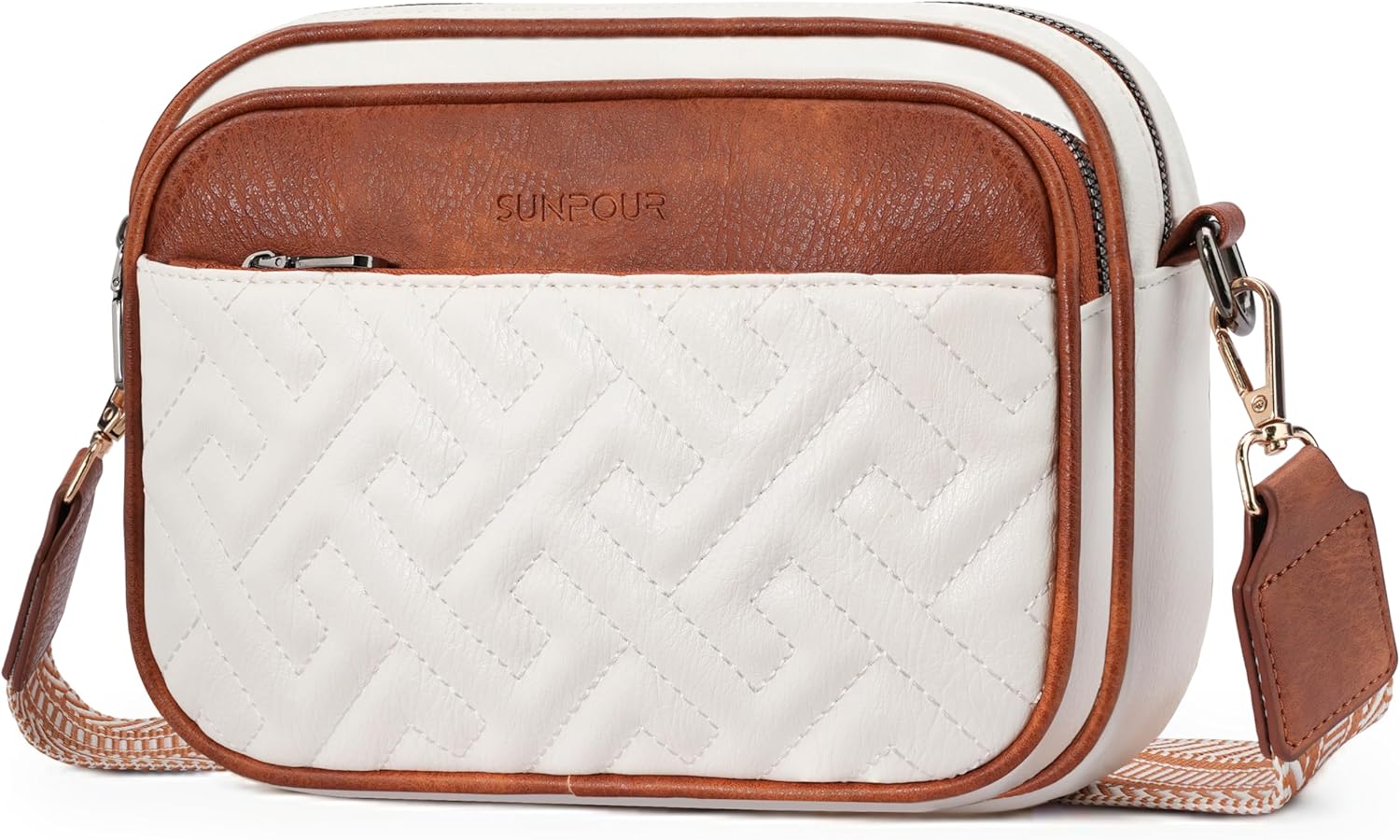 Small Crossbody Bags for Women, Quilted Vegan Leather Crossbody Purse with 8 RFID Card Slots, Adjustable Wide Strap | zipper pocket, Wide Strap, Multi Wear Way, adjustable strap, vegan leather, durable gold