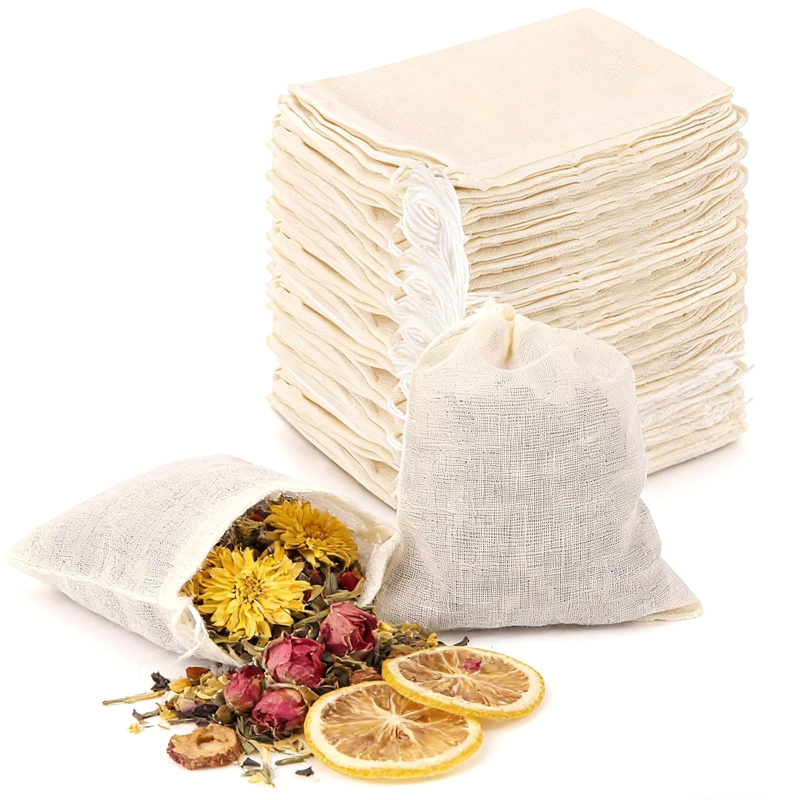 Bolsas de tela pequeñas de algodón con cordón 6 x 8 cm - Bolsitas reutilizables para joyas regalos té café especias