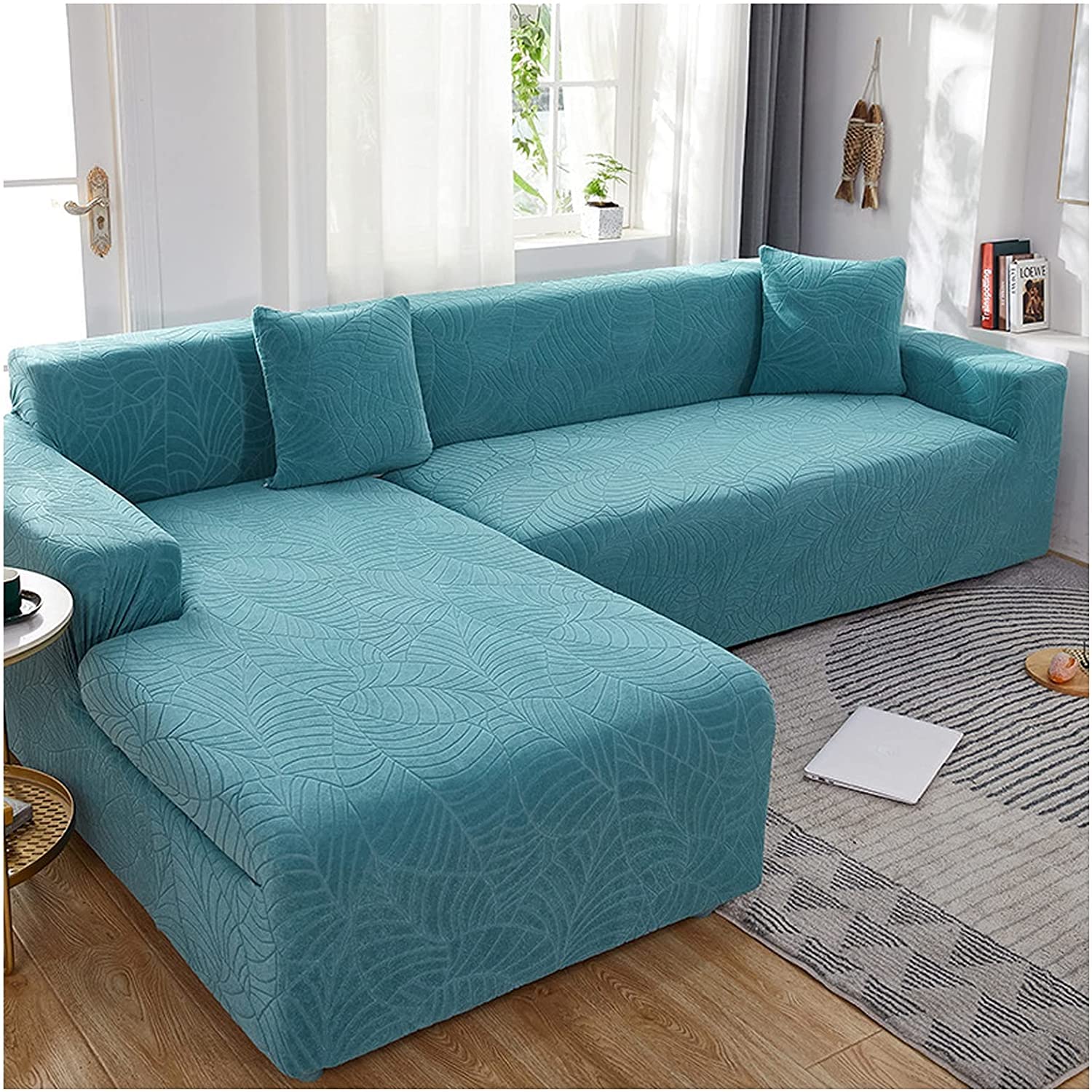 MGEMJMJ Elastic Upgrade Sofa Cover Stretch Sofa Covers, Jacquard Chaise Lounge Set Non Slip For Living Room Couch Cover(Size:2 Seater 145~185cm,Color:C)