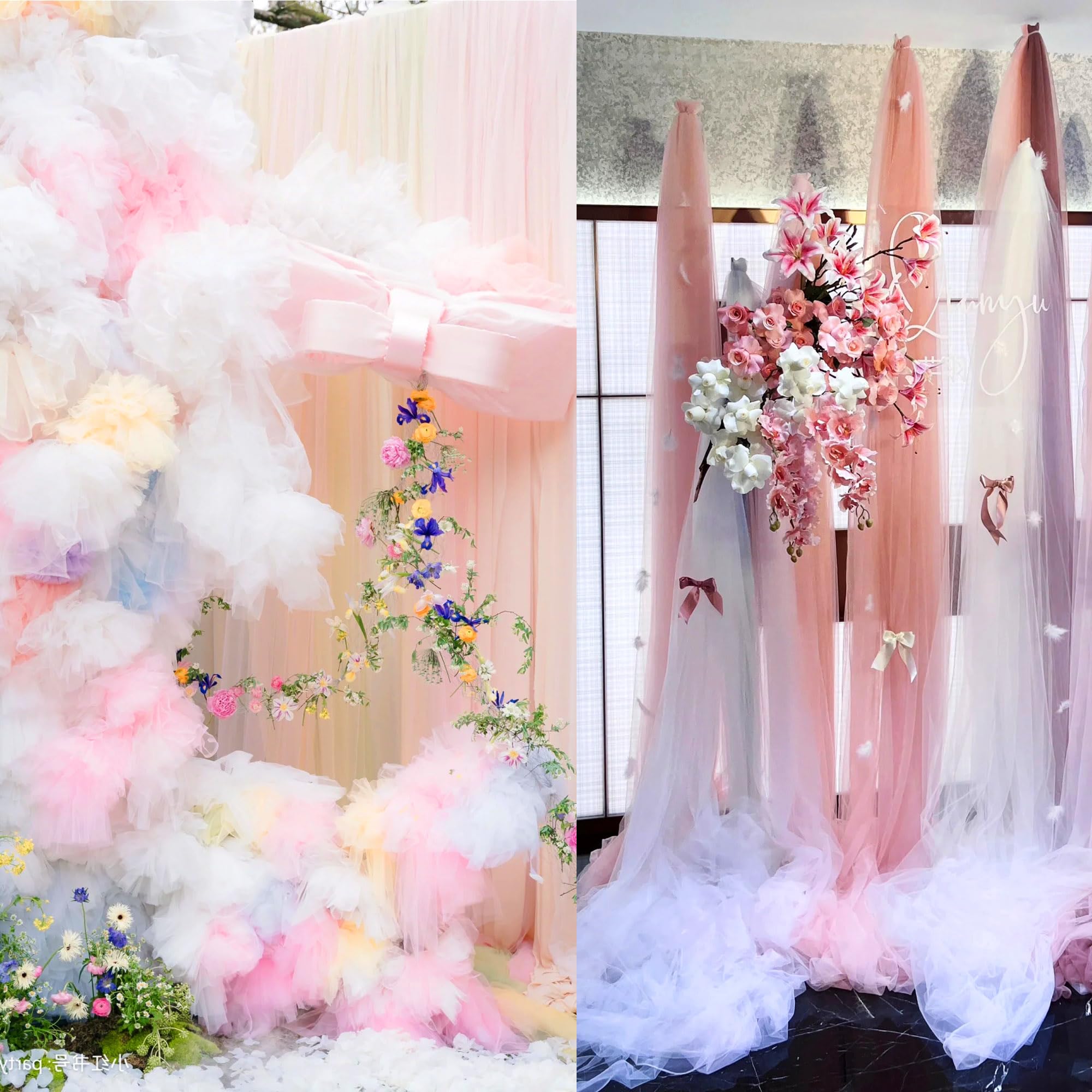 63 inch×10 Yards Tulle Fabric Bolts Spool, Polyester Netting Light Pink Tulle Rolls for Birthday Party Backdrop Wedding Decor Baby Shower DIY Sewing Crafts & Gift Wrapping — view 5