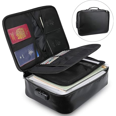 Lockable Fireproof Document Bag | 15"x11"x4" Card Carrier