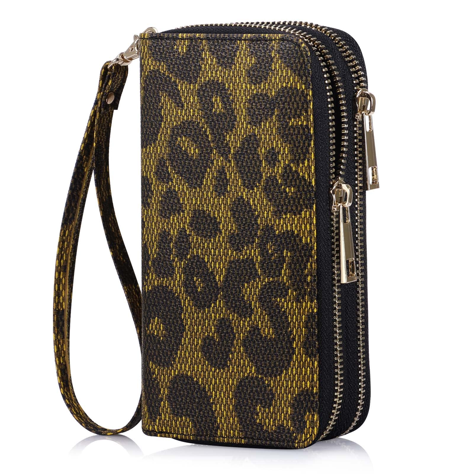 HAWEE Cellphone Wallet for Women Dual Zipper Long Purse with Removable Wristlet