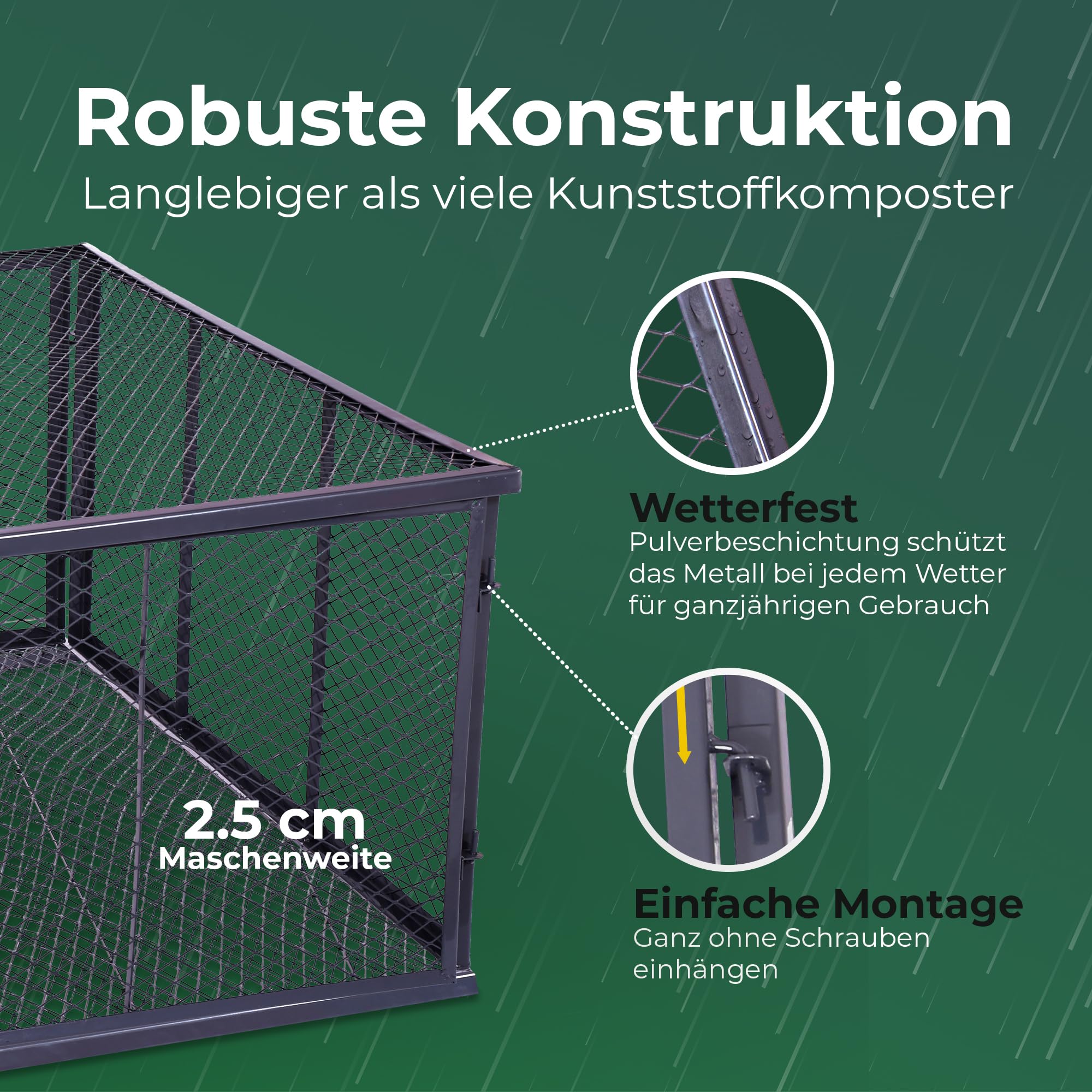 Novatool Kompostownik ogrodowy, metalowy, 100 x 100 x 100 cm + pokrywa lub dno, z rozszerzalnym systemem wtykowym, malowany proszkowo metalowy kompostownik o pojemności 1000 litrów, kompostownik