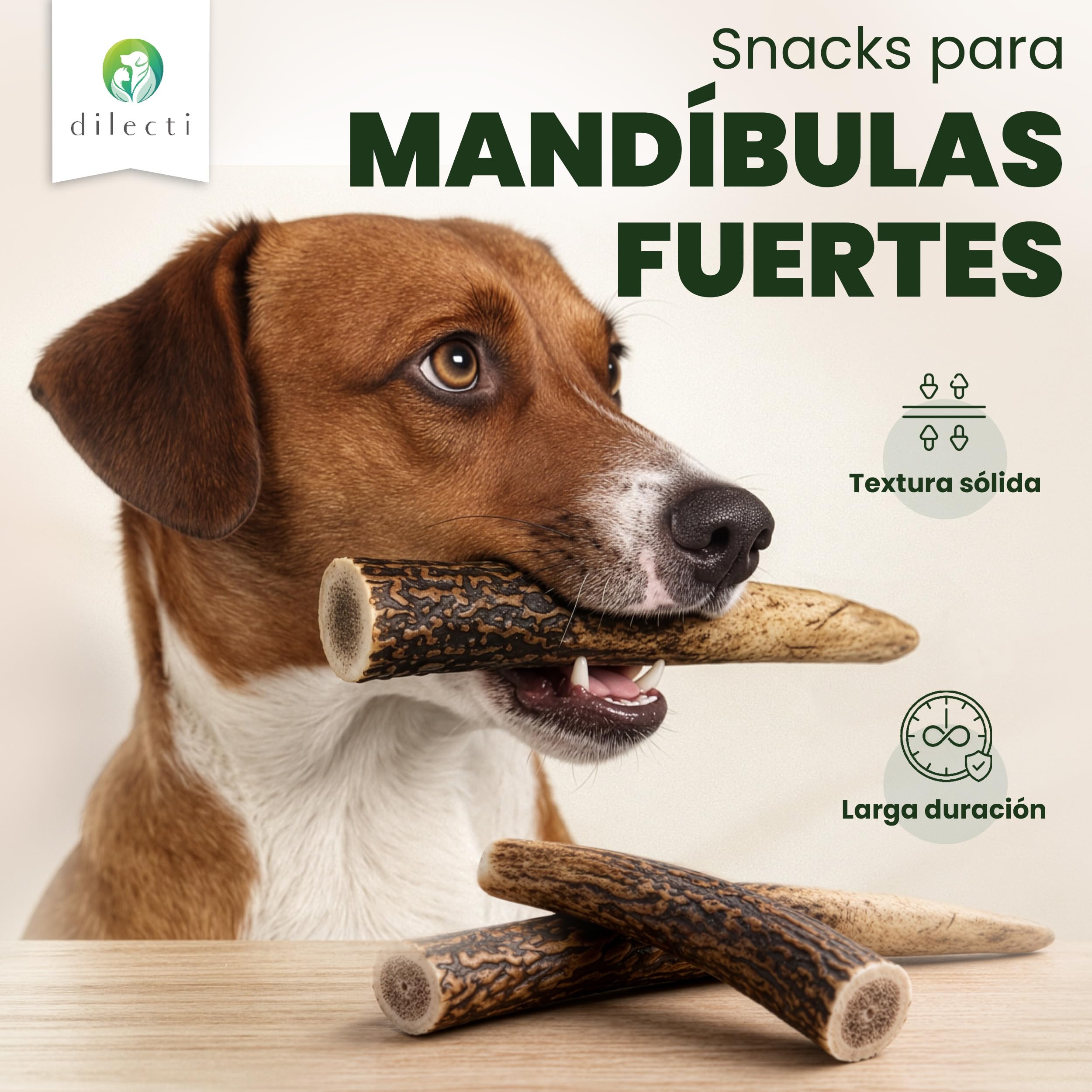 Asta de Ciervo para Perros Hueso Perro Morder Que Reduce el Sarro, Mordedor Natural para Cachorros y Perros Grandes (Duro S (Paquete de 3))