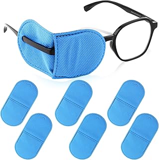 6pcs Glasses Eye Patch, Large Size Eye Patches Reusable Non-Woven Eye Patches for Adults Kids Lazy Eye Amblyopia Strabismus (Blue)