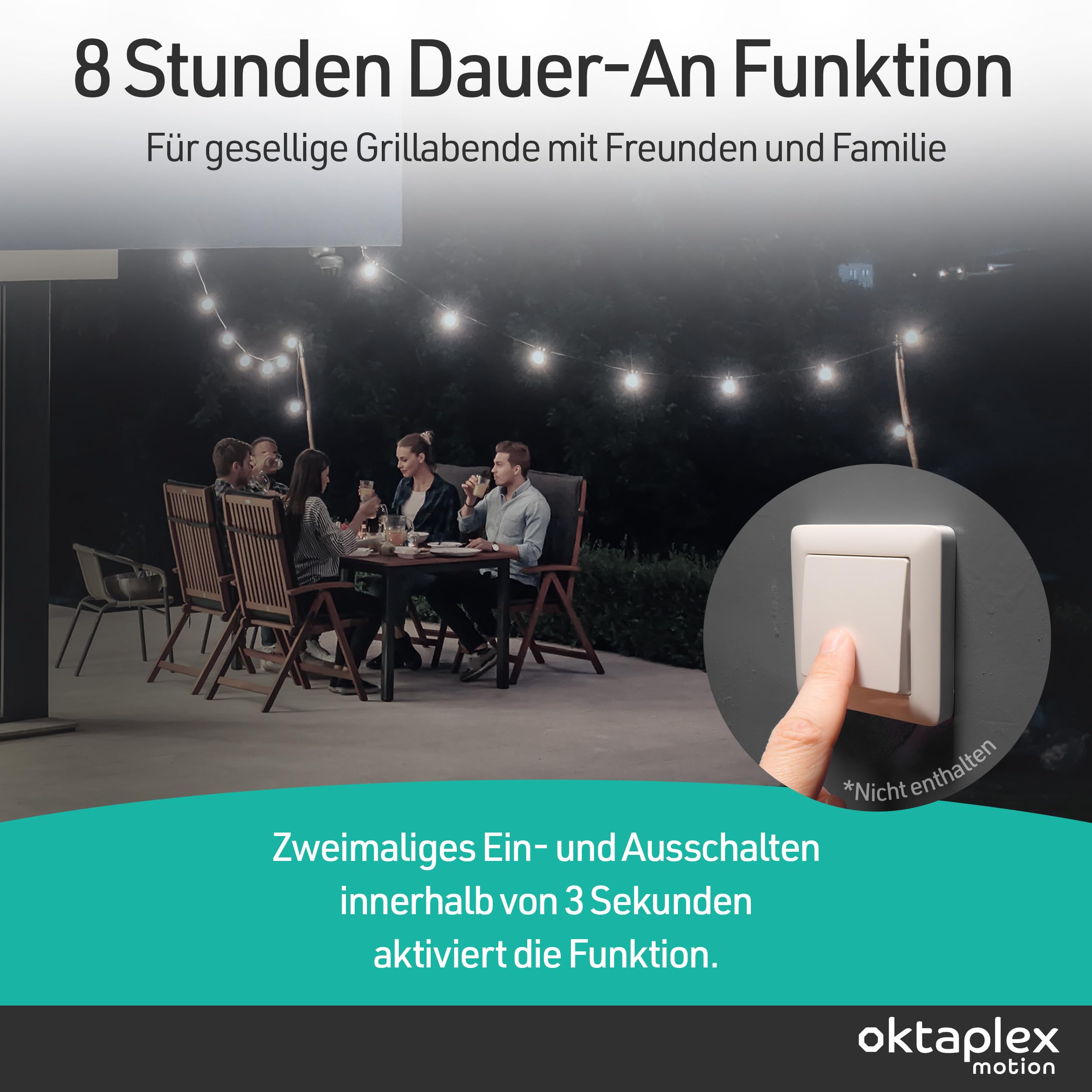 Oktaplex 2er Set Mia Bewegungsmelder schwenkbar anthrazit | 360 Grad 10m IP65 Motion Sensor Outdoor 230V