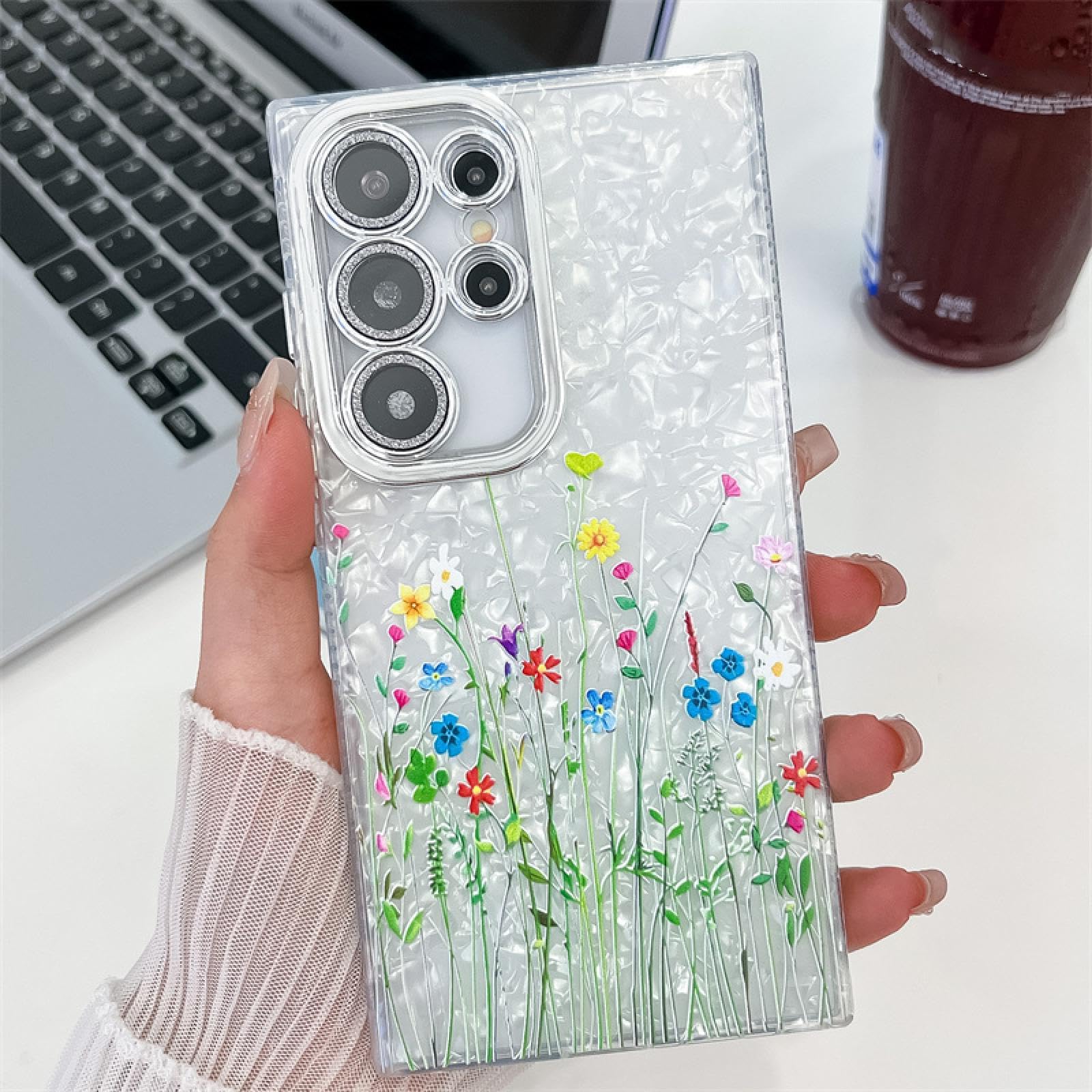 Coque Samsung Galaxy A54 5G rigide florale pour protéger des chutes et des rayures SH3