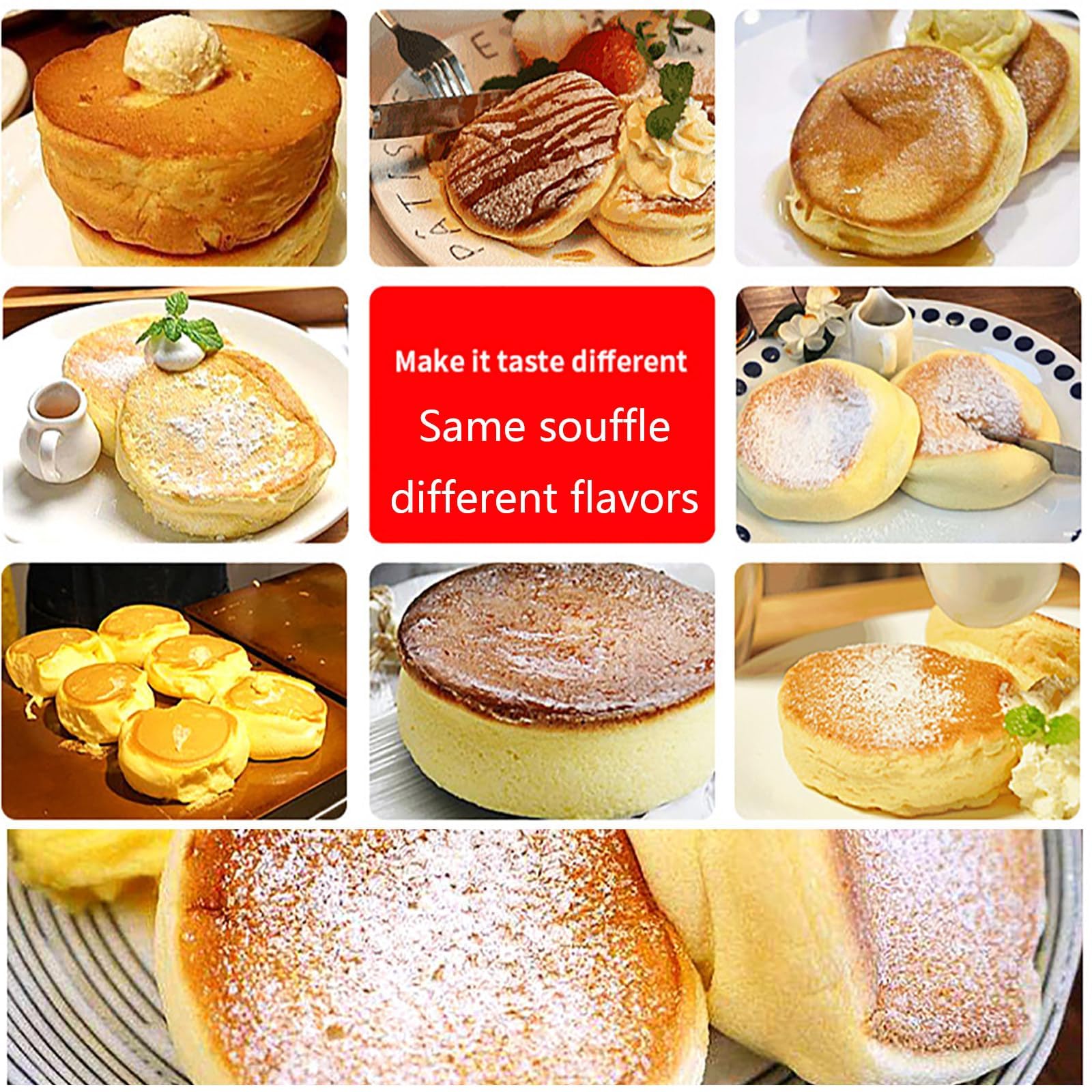 Máquina comercial de soufflé de gas con plancha antiadherente, máquina de panqueques esponjosos para catering y restaurantes
