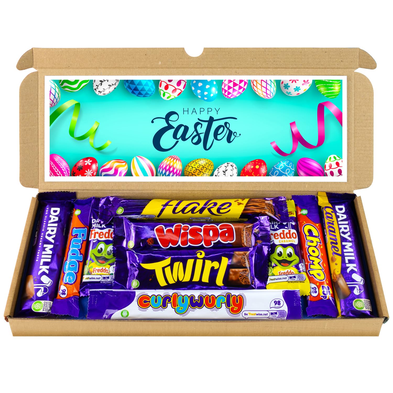 Easter Chocolate Hamper, Letterbox Chocolate Gift Box of 10 Fullsize Dairy Milk Chocolate bars, Ideal Gifts For Women & Gifts For Him (Happy Easter)