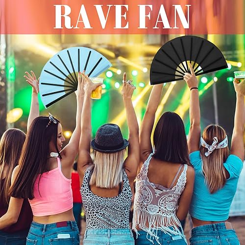 Miniatura 5 de Maitys 2 piezas de abanicos grandes plegables de mano para baile en línea, abanicos plegables de nailon para festival de kung fu chino, Color