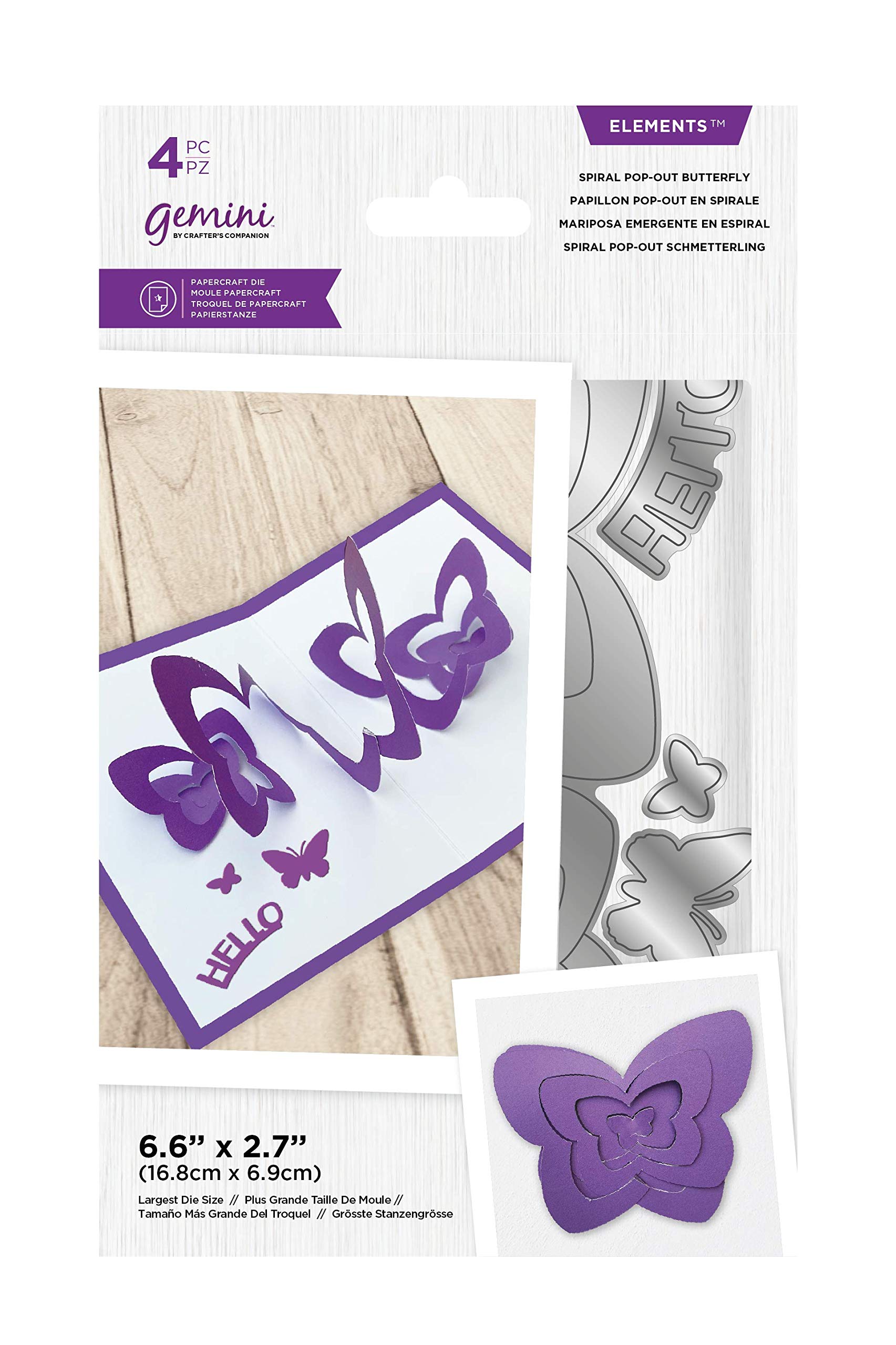 Crafter's Companion Gemini Elements Spiral Pop-Out Metal Cutting Die-Butterfly, Silver, One Size