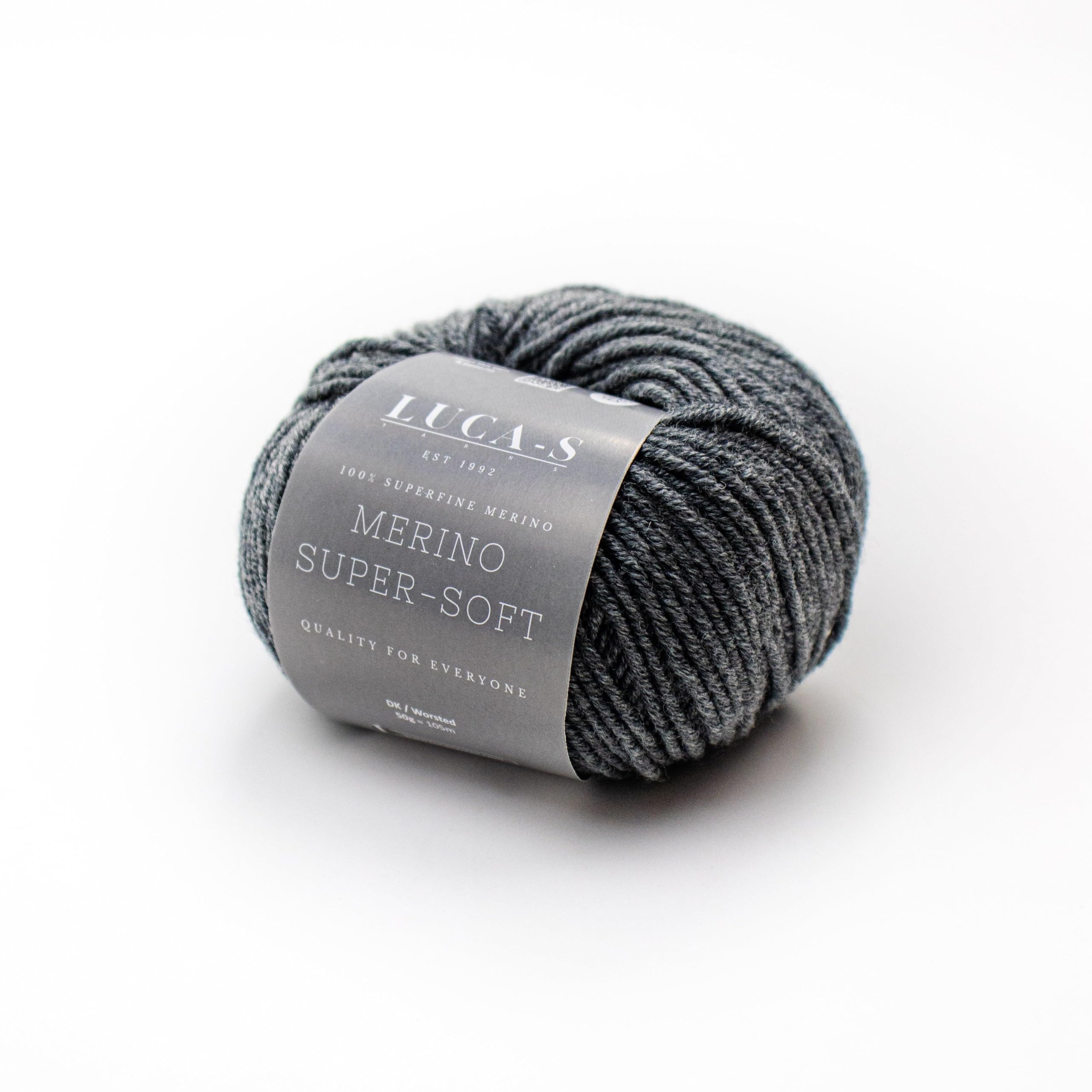2PCs Superfine Merino DK Yarn for Knitting and Crocheting Super Soft Superwash 100% Merino Wool 50g Ball, Medium Gray (06), 2 Units